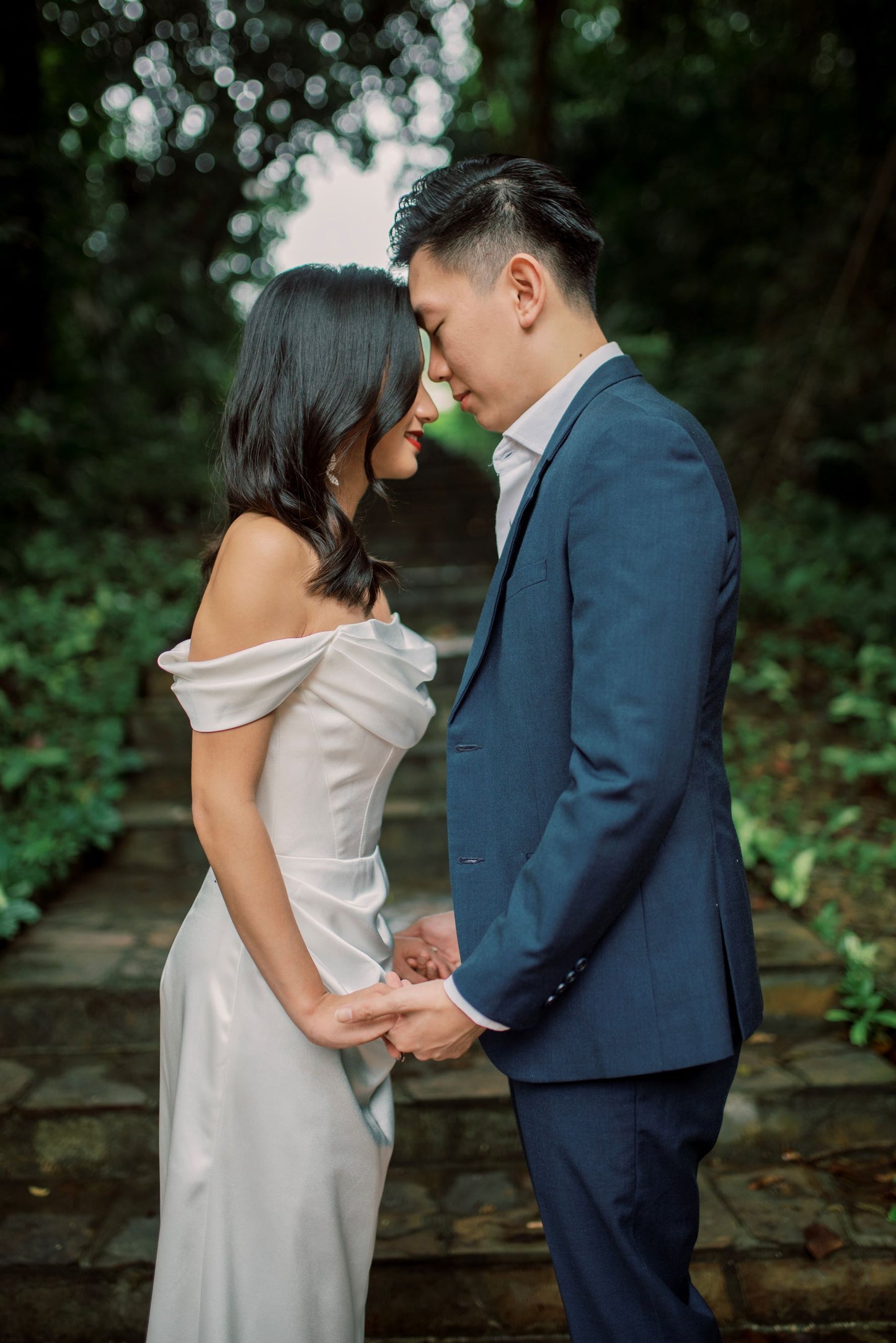 Ida Satin Off-the-Shoulder minimal wedding dress with No Train | Bone and Grey Bridal | Minimal wedding dresses online Singapore Canada USA
