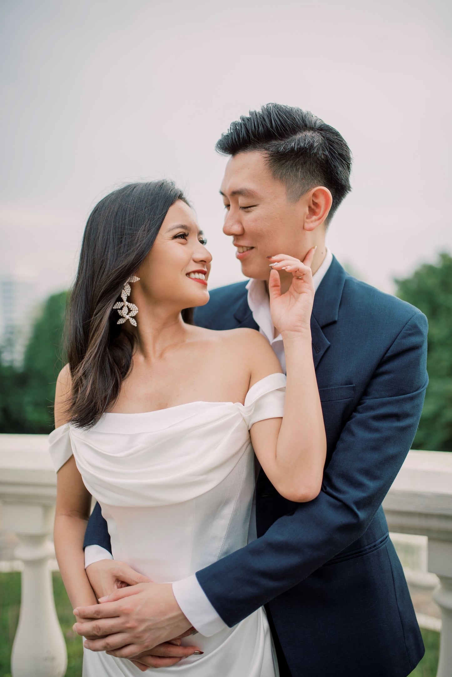 Ida Satin Off-the-Shoulder minimal wedding dress with No Train | Bone and Grey Bridal | Minimal wedding dresses online Singapore Canada USA