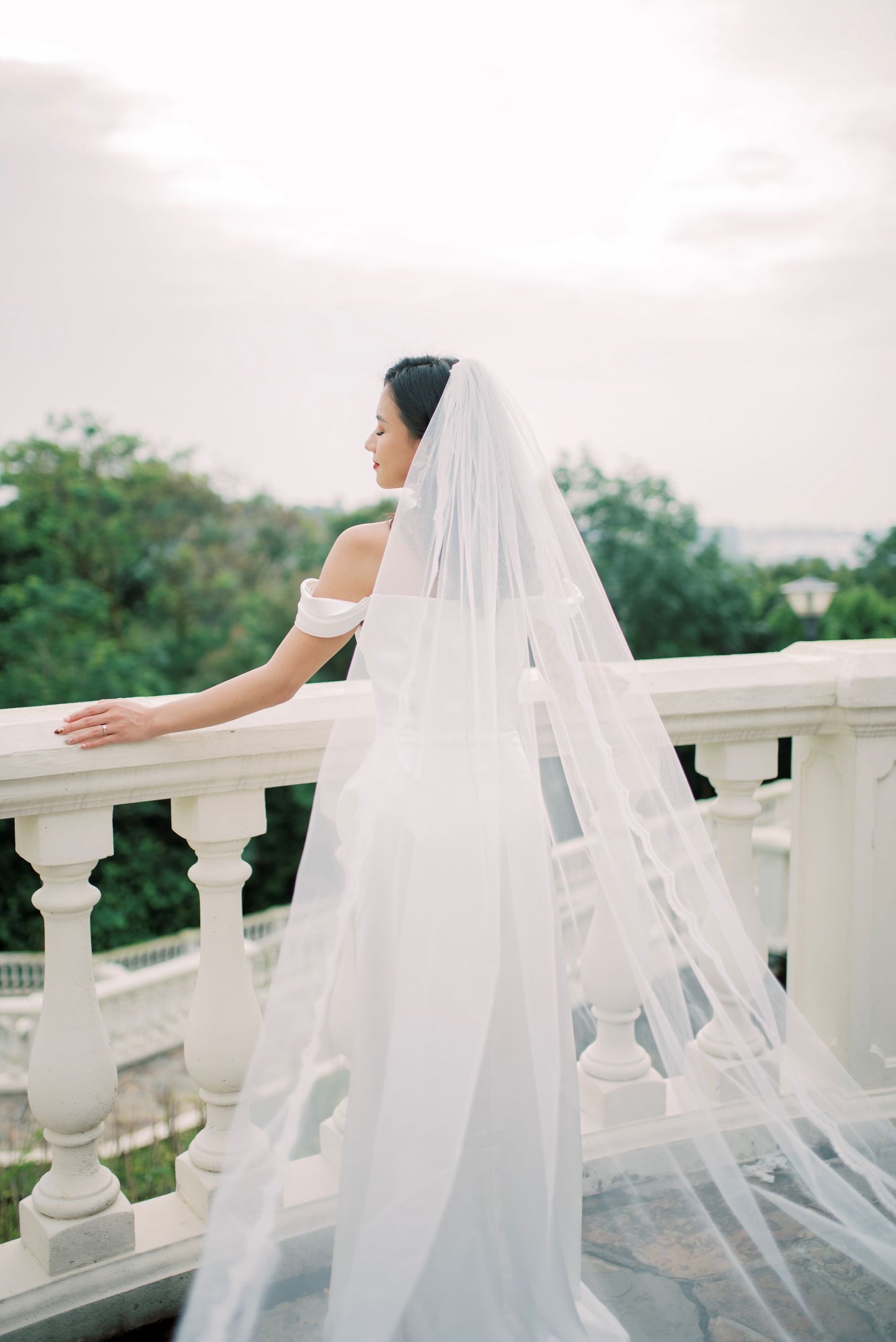 Charlotte Tulle Veil with Lace Trimmings | Bone & Grey Bridal Accessories