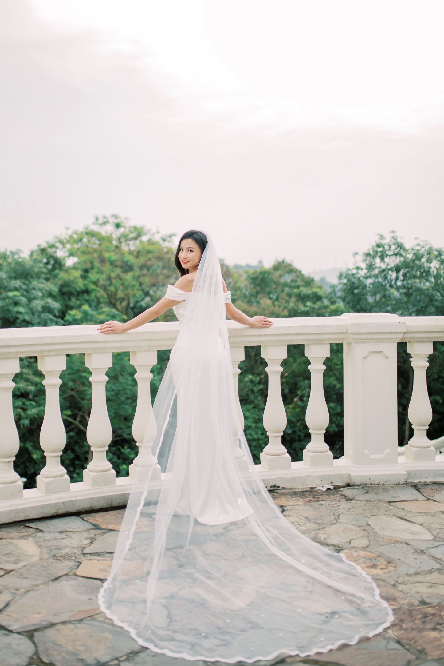Charlotte Tulle Veil with Lace Trimmings | Bone & Grey Bridal Accessories