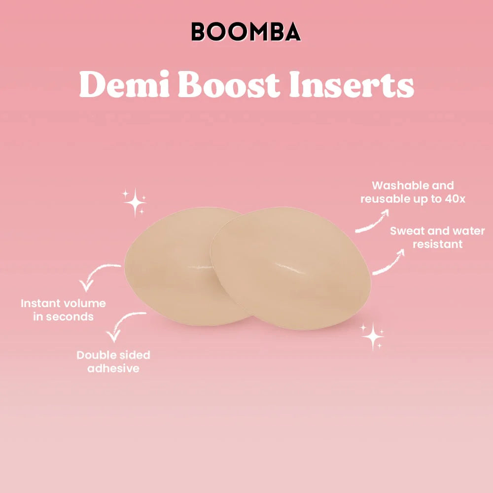 BOOMBA Demi Boost Inserts | Bone & Grey Bridal | Wedding Bra Accessories Padded Adhesive Inserts for Bridal Gowns Wedding Dresses Canada USA Singapore Australia UK