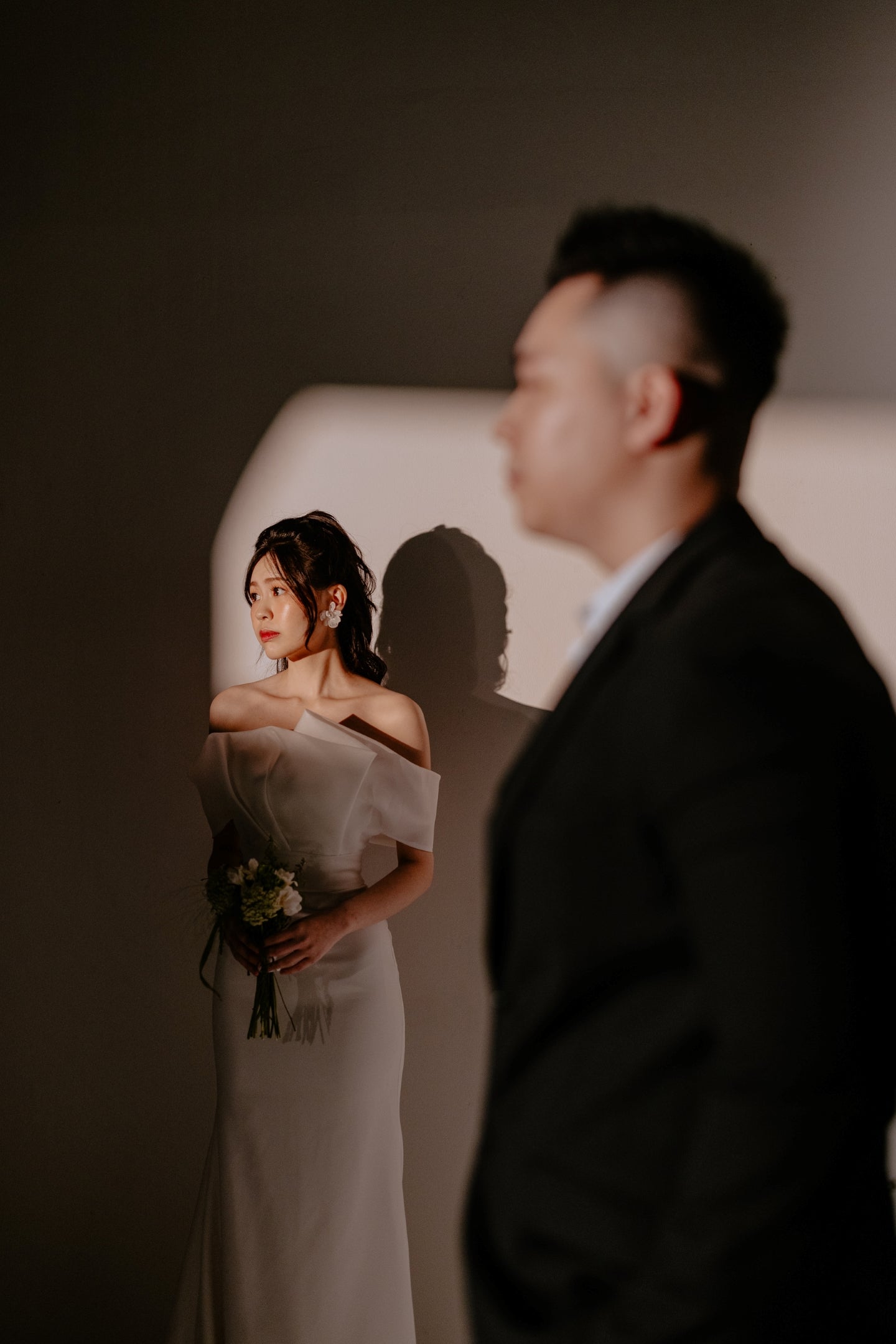 Eden Strapless Asymmetric Neckline Spaghetti Straps Fit & Flare Wedding Dress | Bone and Grey Bridal | Affordable minimal wedding dresses online Canada Singapore USA