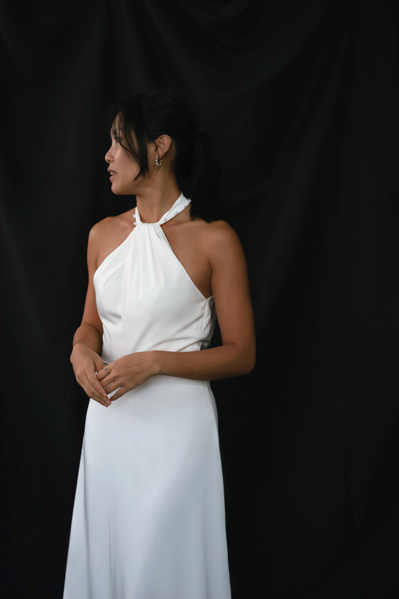Melody Halter Column Wedding Dress | Bone and Grey Bridal | Minimal Affordable wedding dresses online Canada Singapore USA