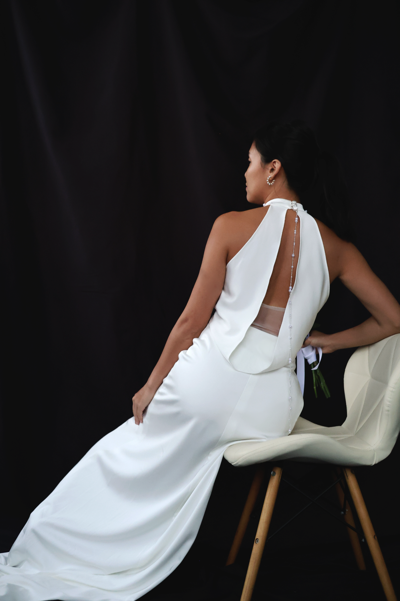 Melody Halter Column Wedding Dress | Bone and Grey Bridal | Minimal Affordable wedding dresses online Canada Singapore USA