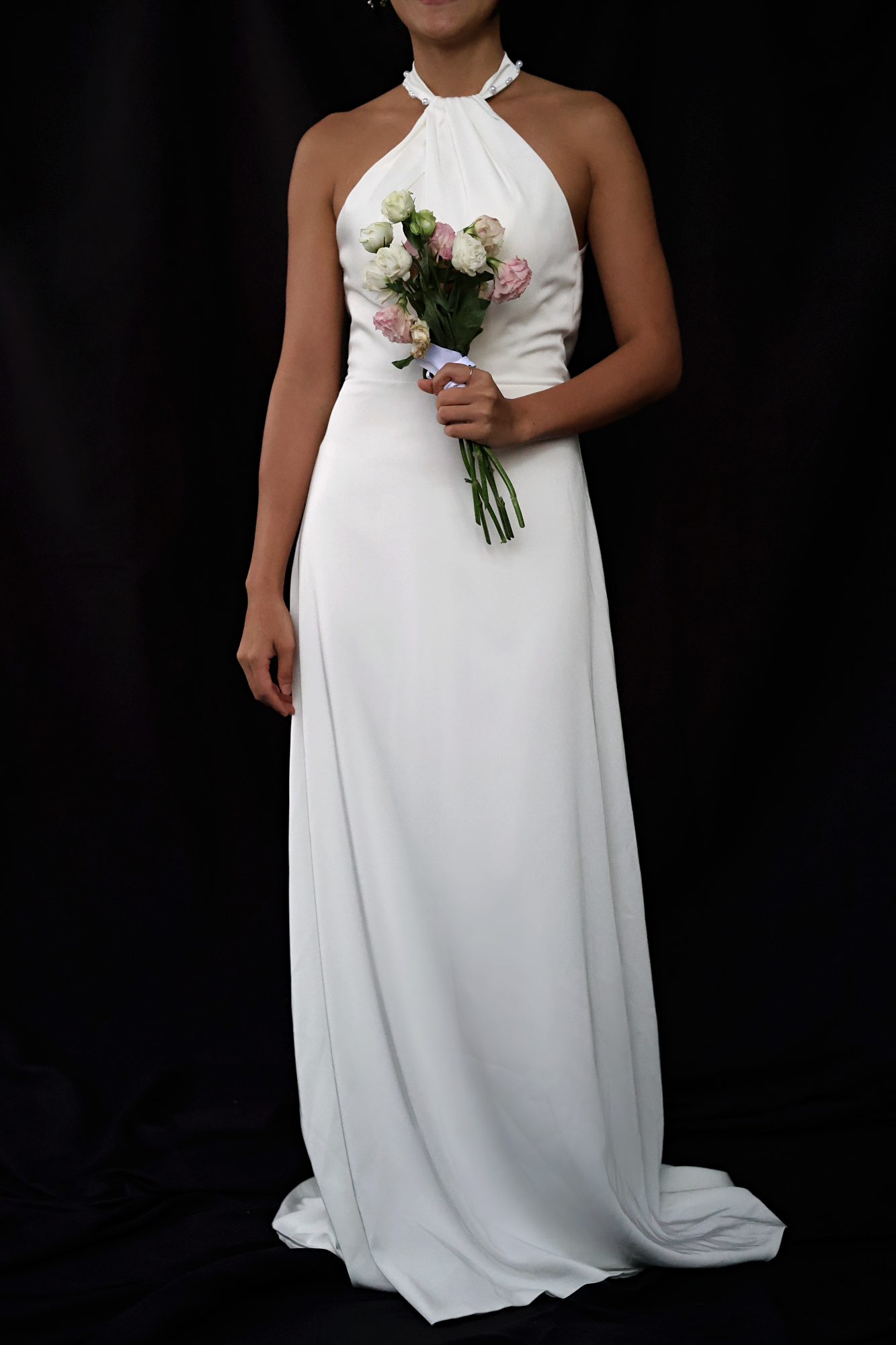 Melody Halter Column Wedding Dress | Bone and Grey Bridal | Minimal Affordable wedding dresses online Canada Singapore USA