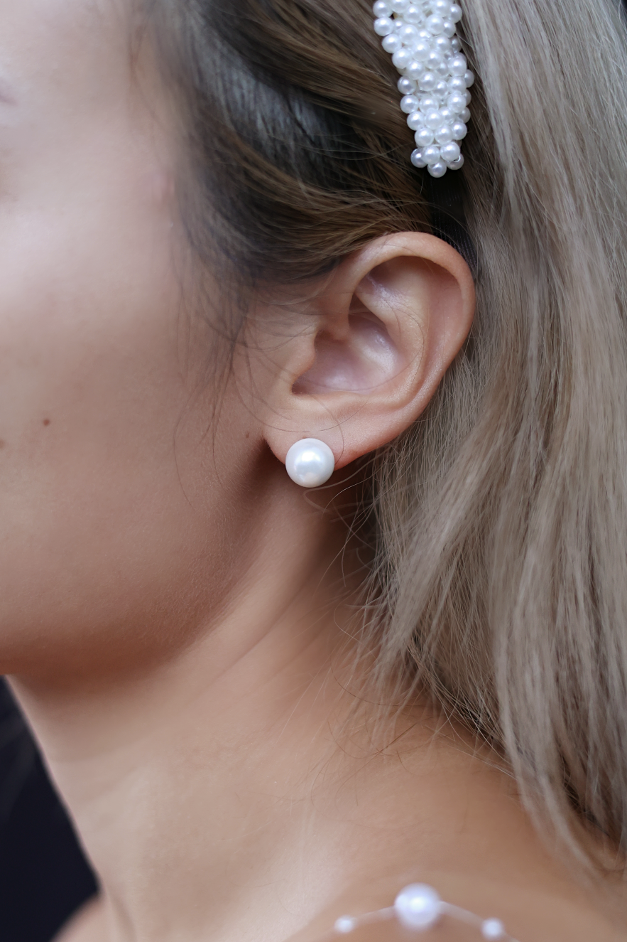 Pearl Stud Earrings | Bone and Grey Bridal Accessories | Wedding earrings Singapore Canada US Earrings for Brides