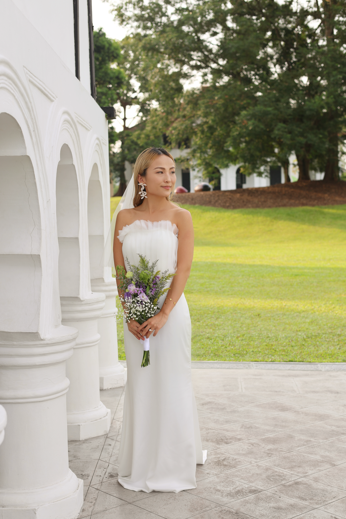 Naya Strapless Satin Column Wedding Dress | Bone and Grey Bridal | Minimal affordable wedding dresses online Canada Singapore USA