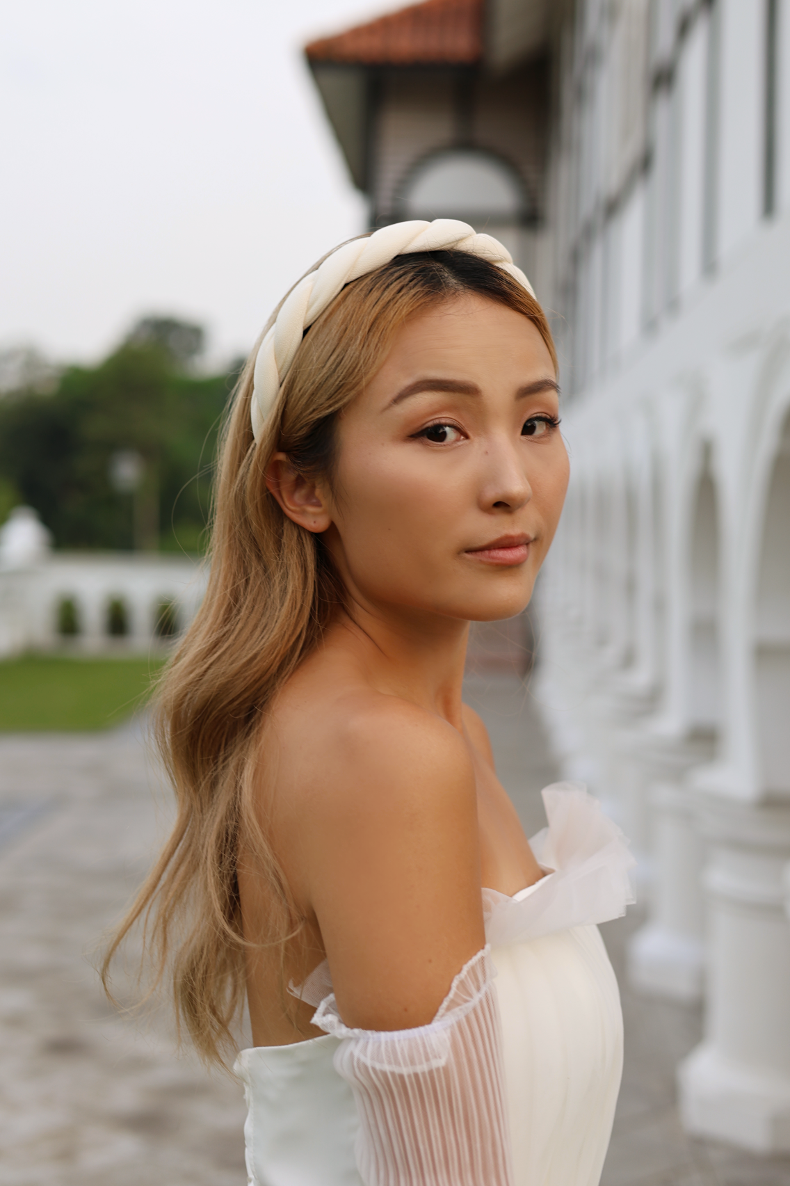 Astrid Croissant Headband | Bone & Grey Bridal Accessories