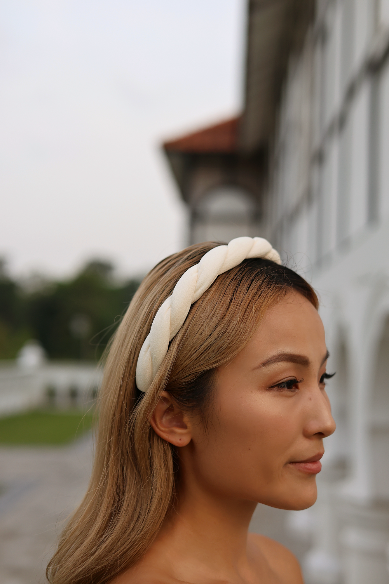 Astrid Croissant Headband | Bone & Grey Bridal Accessories