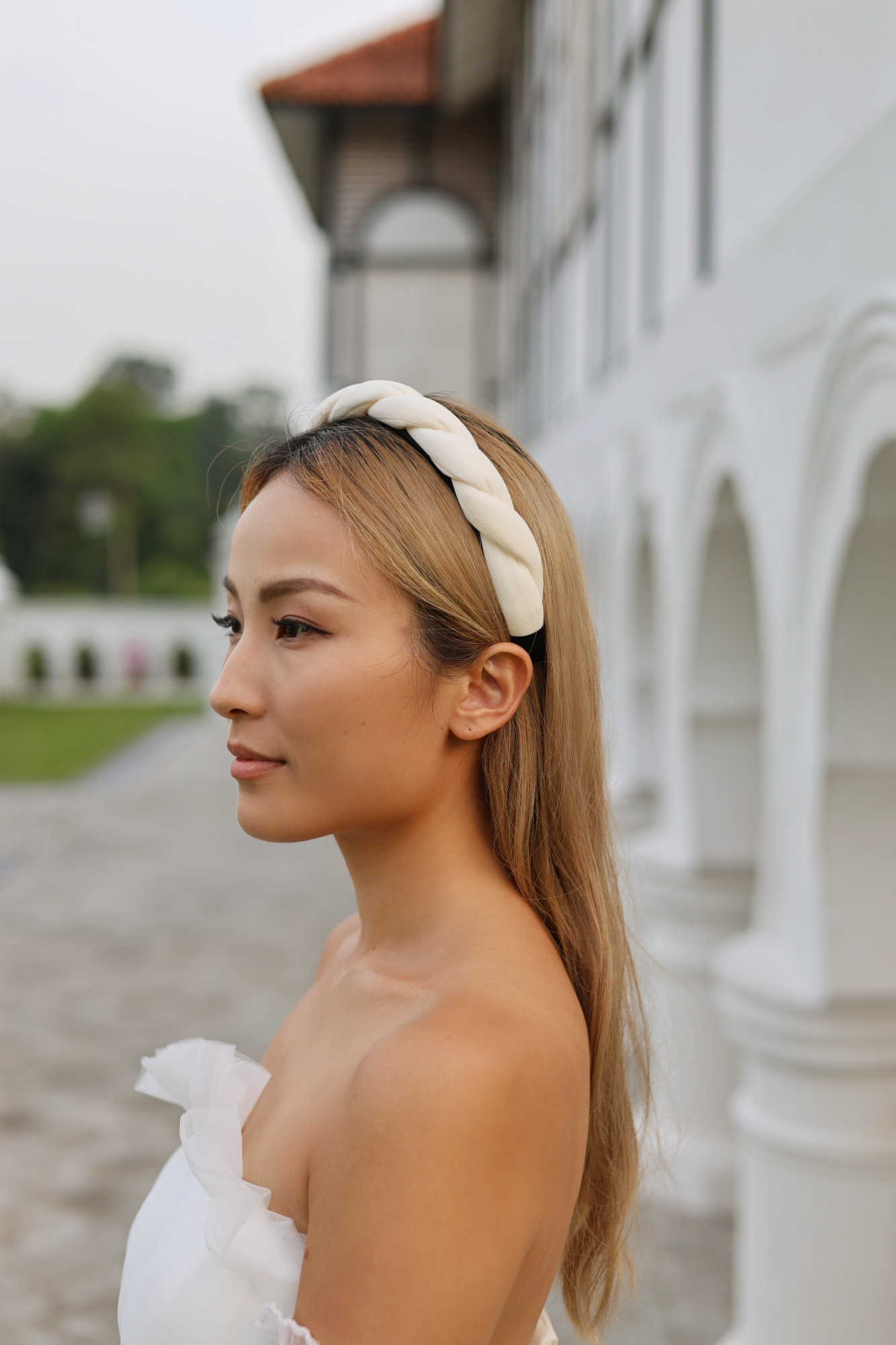 Astrid Croissant Headband | Bone & Grey Bridal Accessories