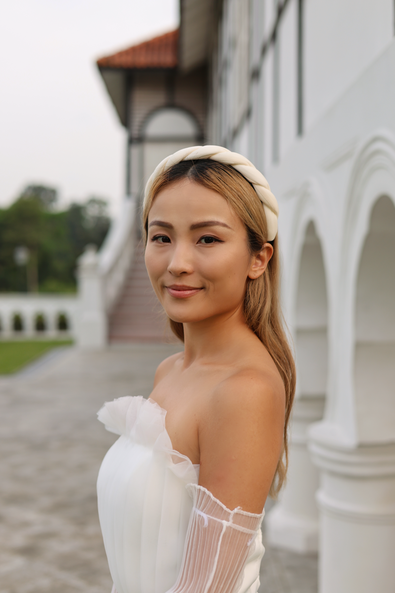Astrid Croissant Headband | Bone & Grey Bridal Accessories