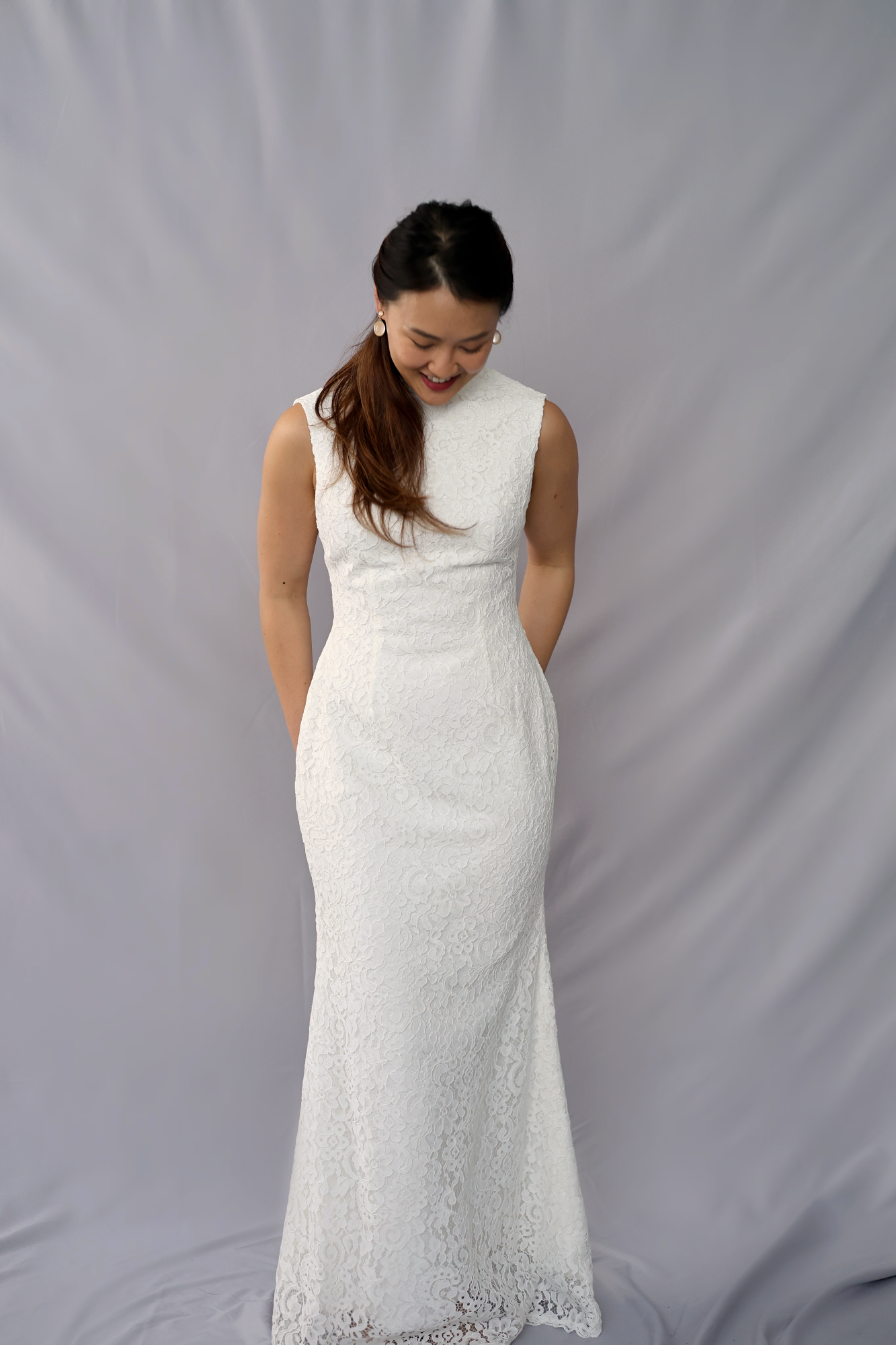 Mirine minimal lace qipao/ cheongsam dress | Bone and Grey Bridal