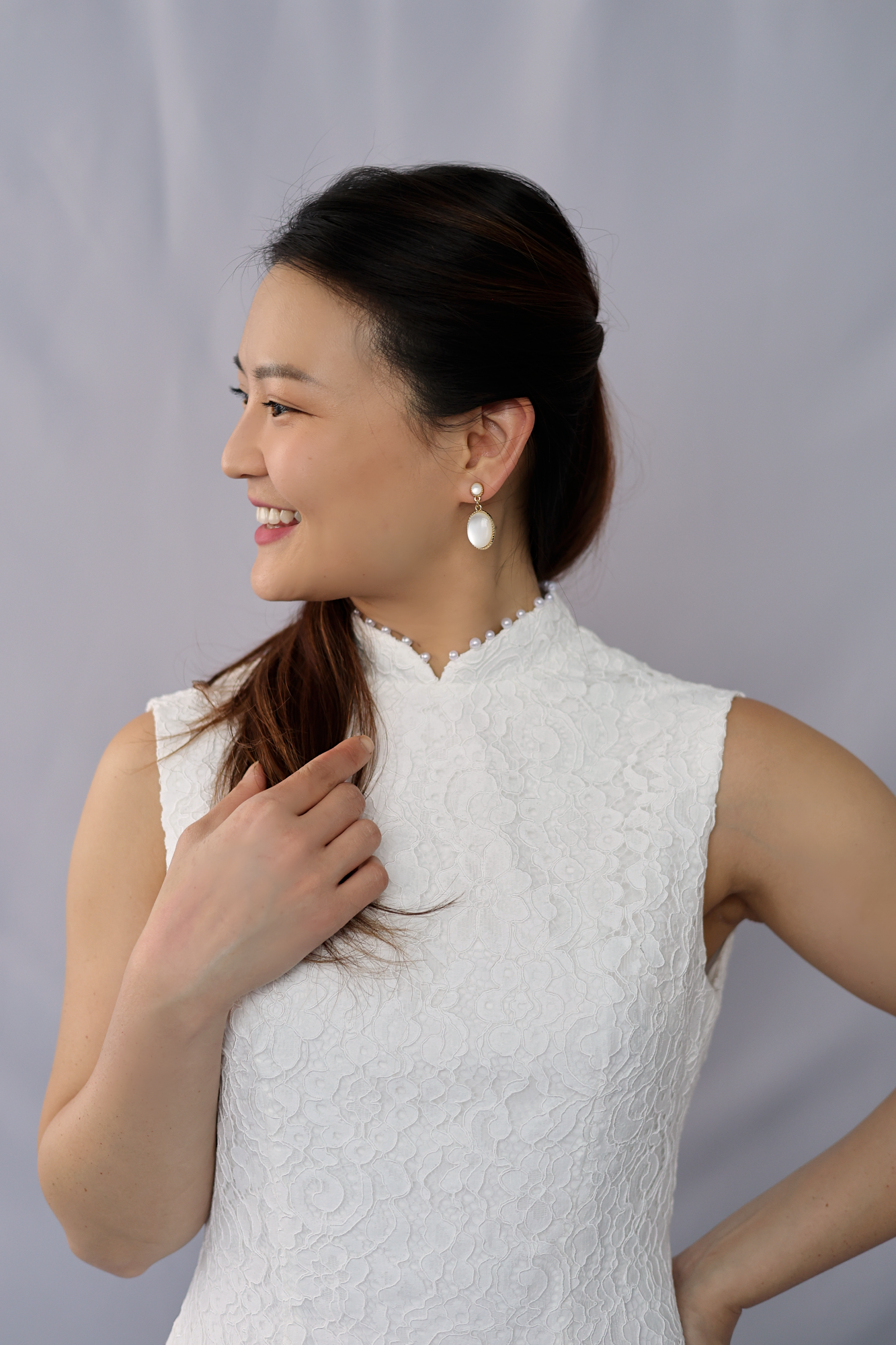 Mirine minimal lace qipao/ cheongsam dress | Bone and Grey Bridal