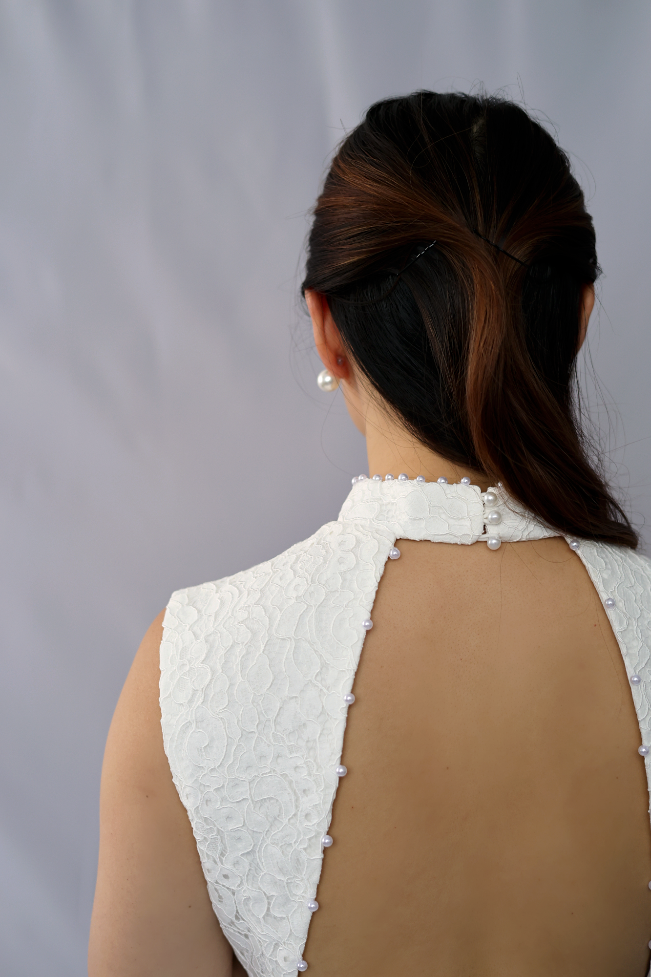 Mirine minimal lace qipao/ cheongsam dress | Bone and Grey Bridal