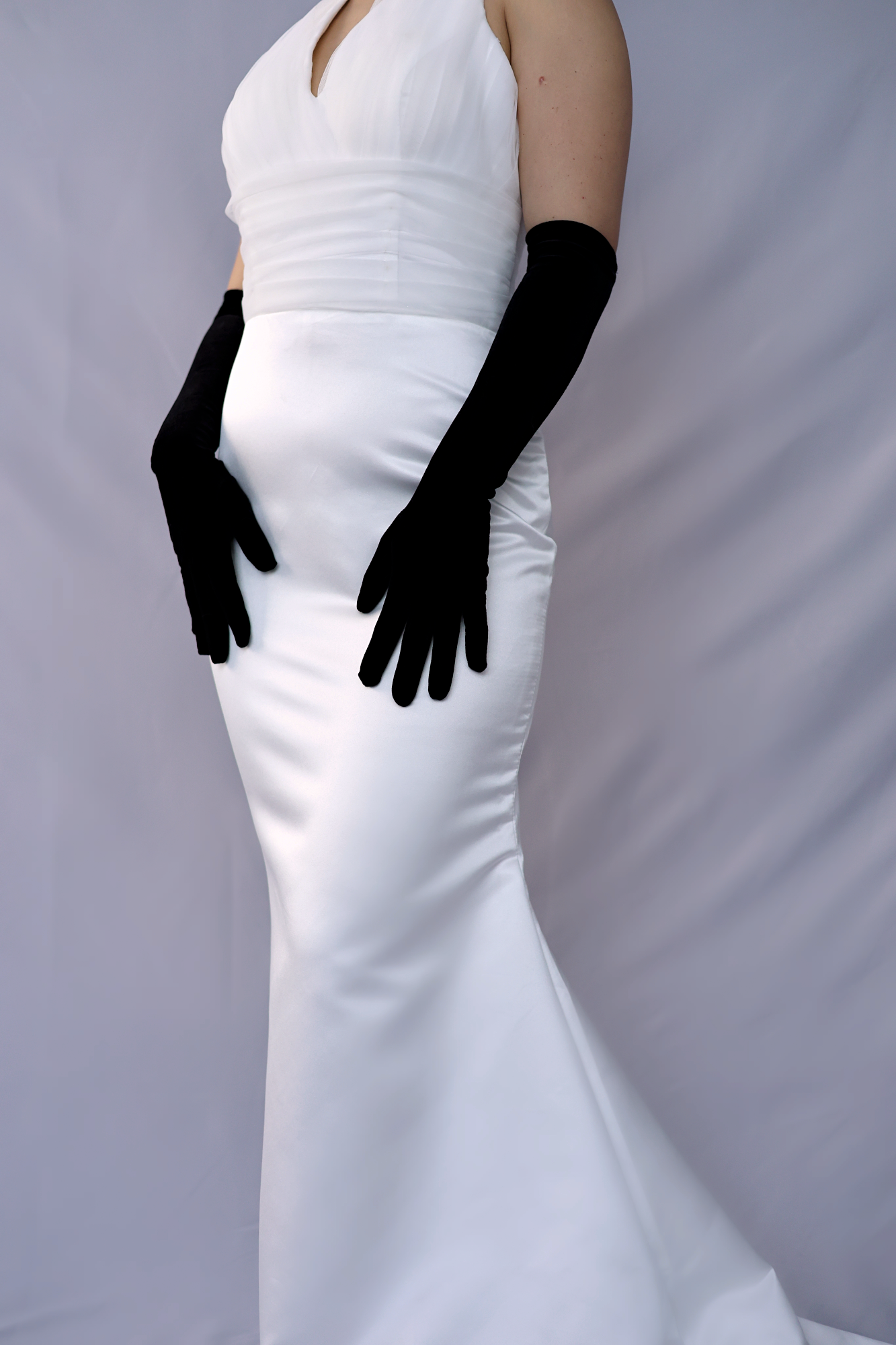 Jasmine Satin Halter Fit Flare Wedding Dress | Bone and Grey Bridal | Minimal wedding dresses online Singapore Canada USA