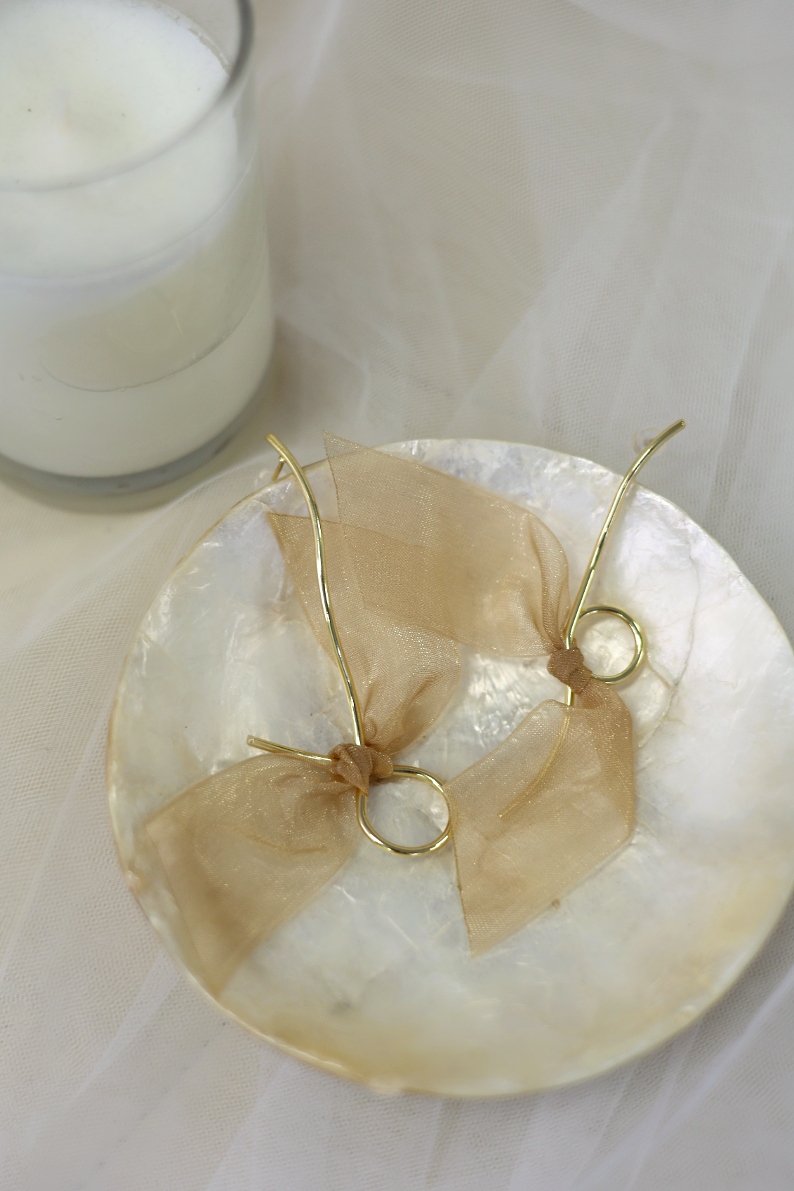 Susie Asymmetric Silk Ribbon Earrings | Bone & Grey Bridal Accessories