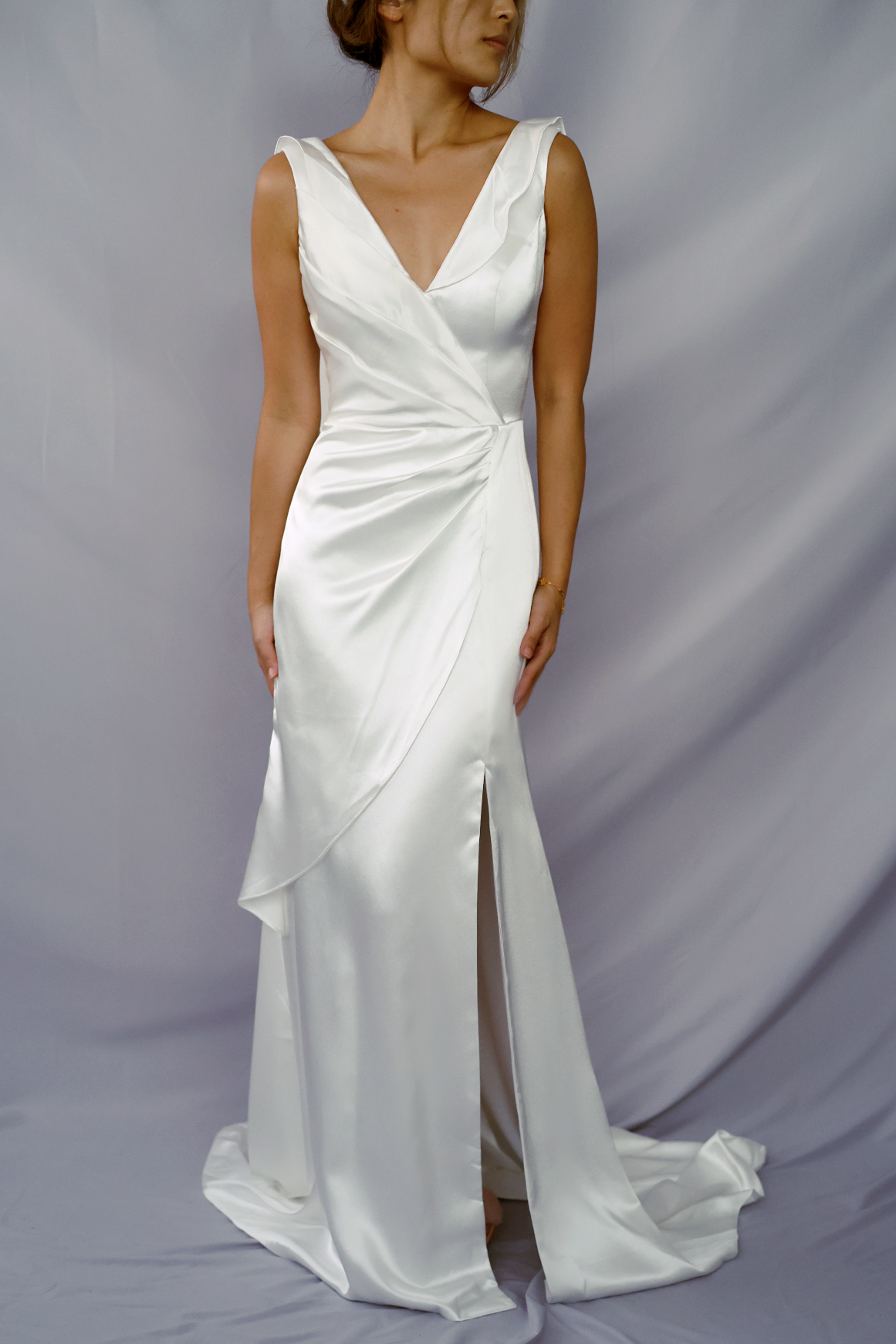 Bella ruffles minimal bridal gown | Bone and Grey Bridal