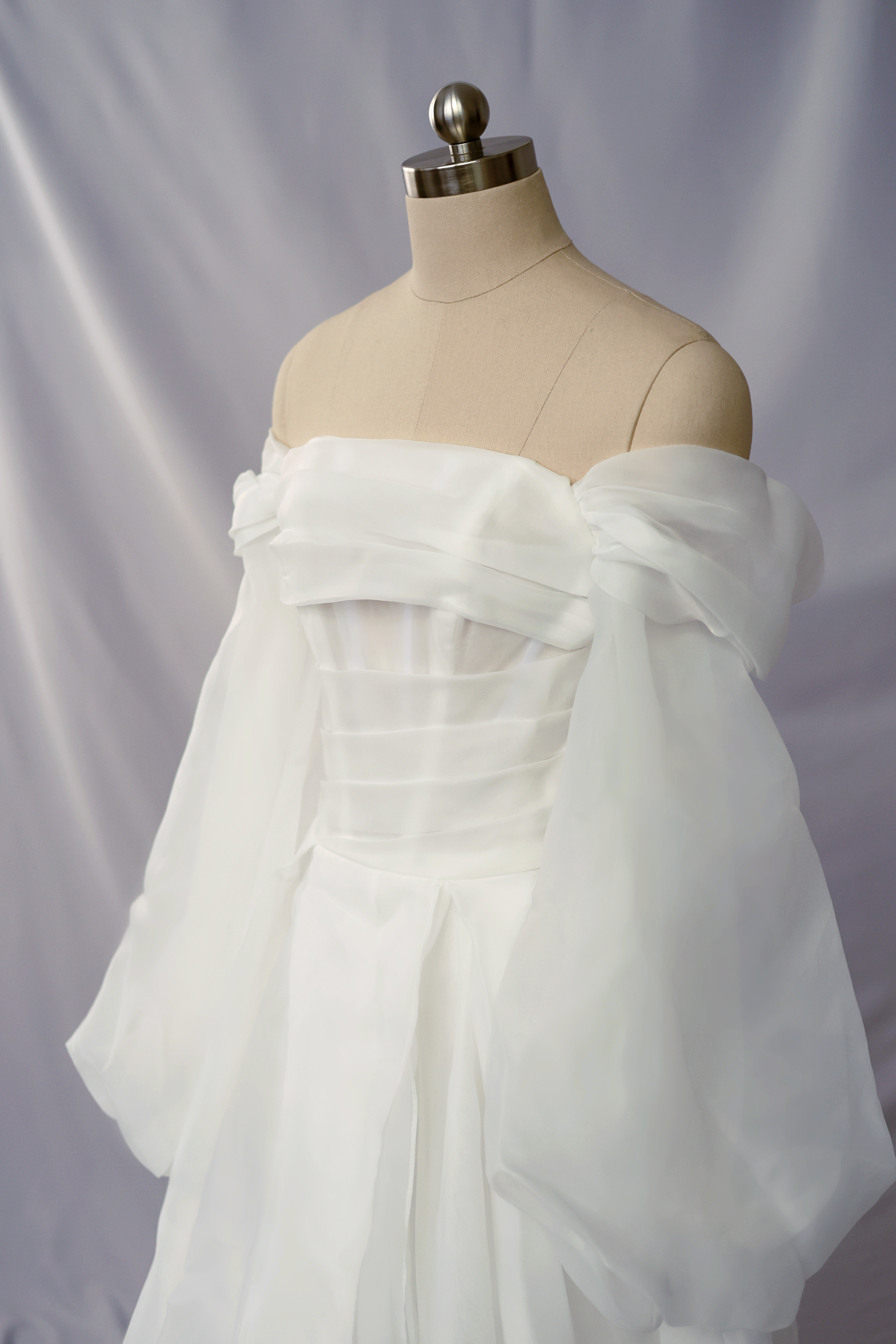 Alinah Minimal Off-the-Shoulder Organza Wedding Dress | Bone & Grey