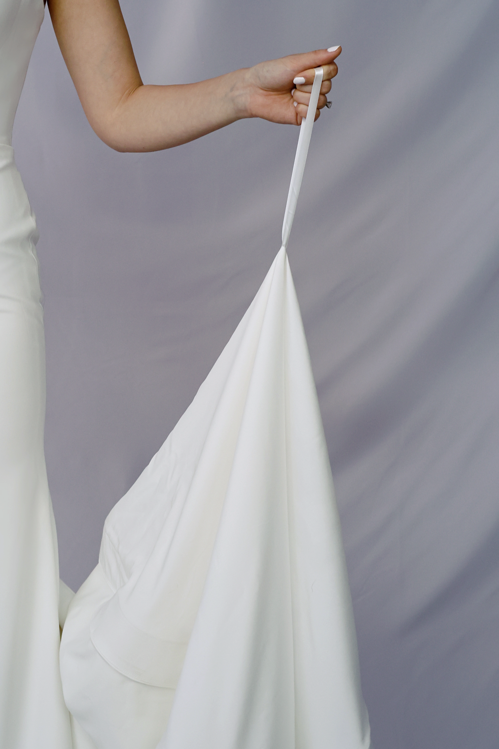 Rosalind Plunging V-neck Fit n Flare Mermaid Wedding Dress | Low Open back with Fit n' Flare and Trumpet Skirt | Bone and Grey Bridal | Minimal wedding dresses online Canada Singapore USA