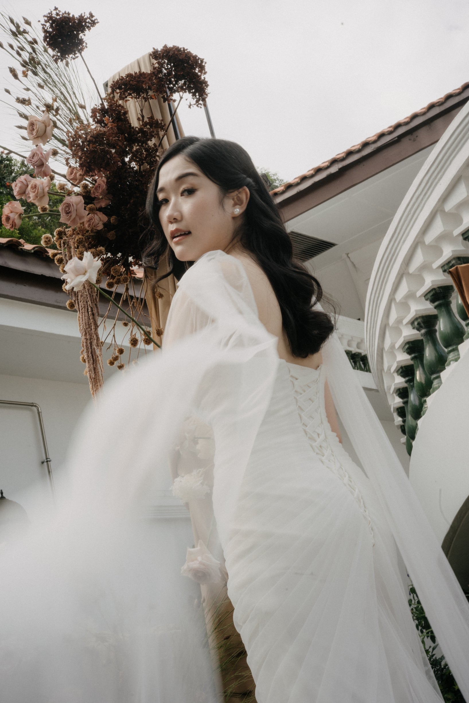 Isla 2.0 Strapless Soft Mesh Tulle Column Wedding Dress with Tulle Scarf | Bone and Grey Bridal | Affordable Minimal Bridal Gowns Online Canada USA Singapore