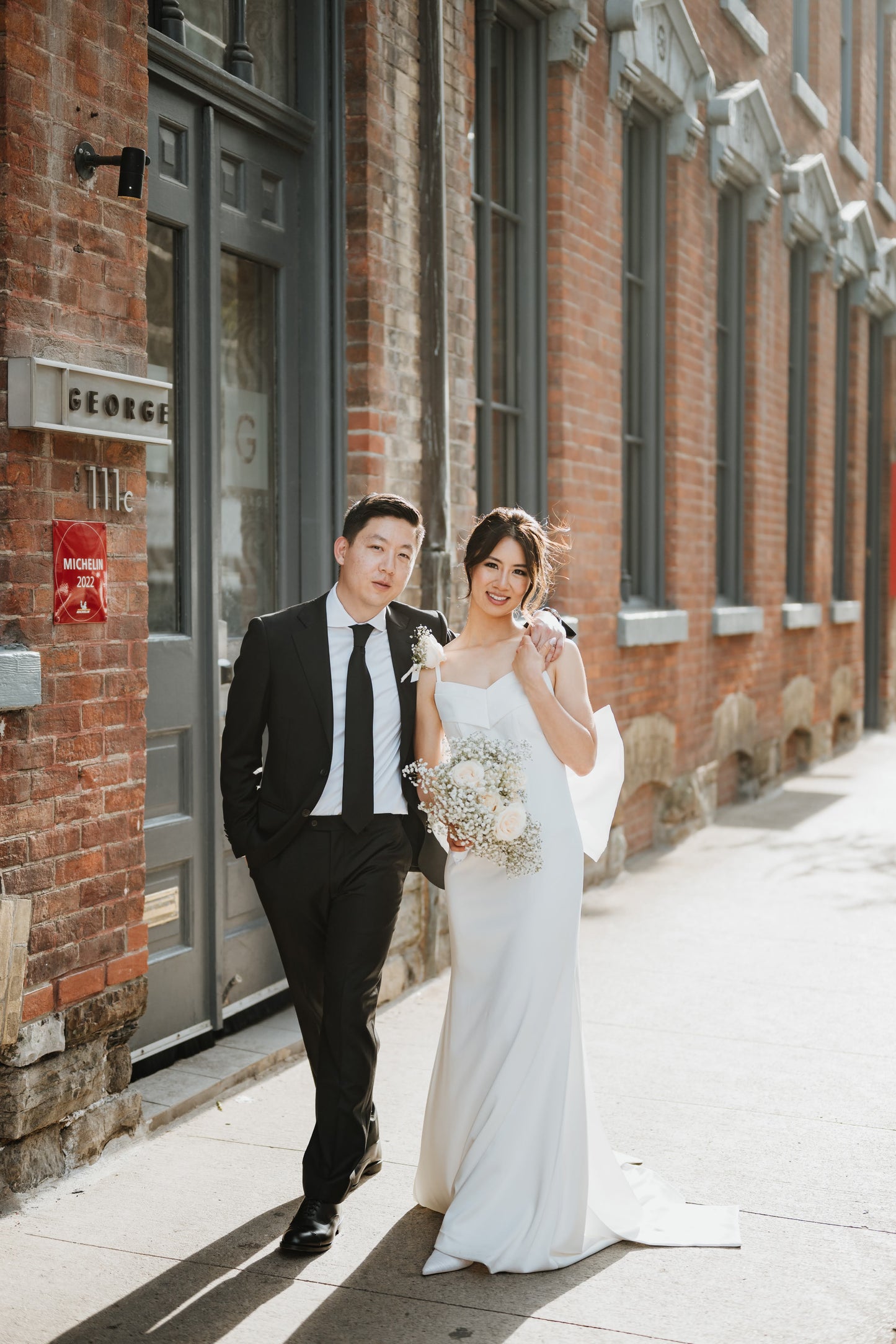 Saravine Spaghetti Strap Column Wedding Dress with Removable Bow | Bone and Grey | Affordable minimal wedding dresses online Canada Singapore USA