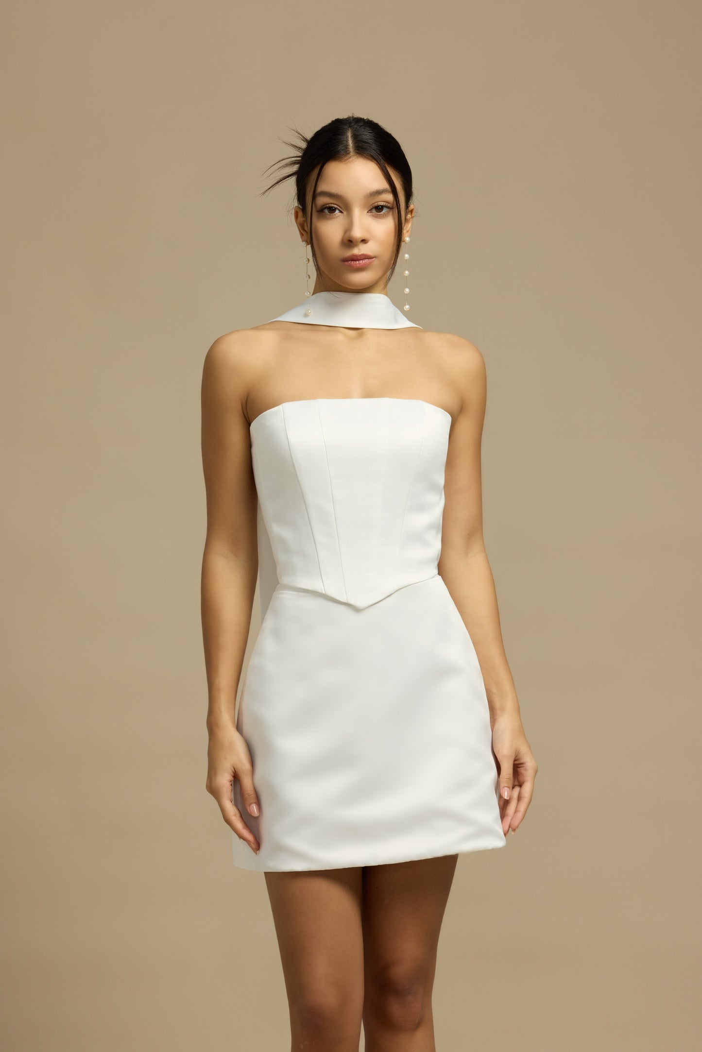 Jodie Satin Bridal Mini Set | Bone & Grey Bridal | Wedding Afterparty Mini Dresses Online Canada USA Australia UK Singapore