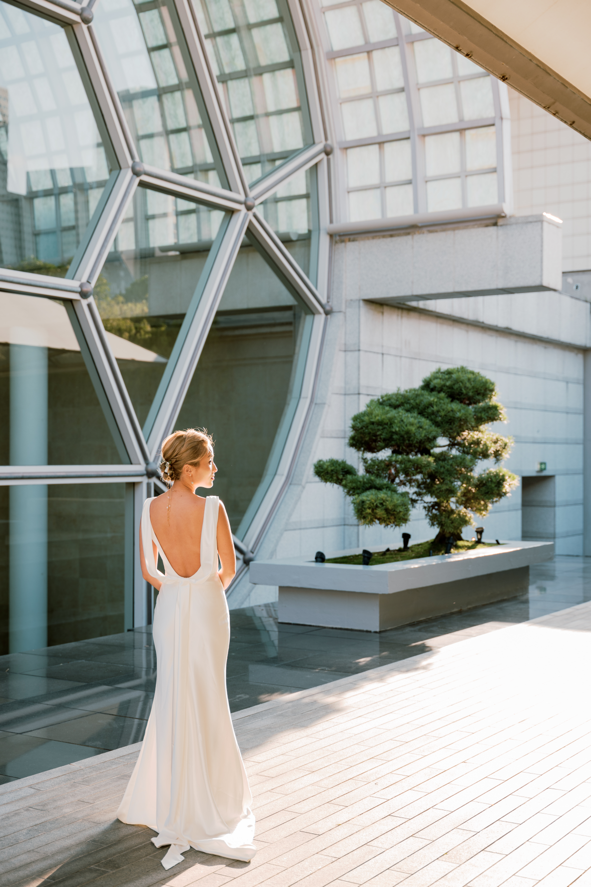 Julia Boat Neck Empire Waist Satin Wedding Dress| Bone and Grey Bridal | Minimal wedding Affordable dresses online Singapore Canada USA