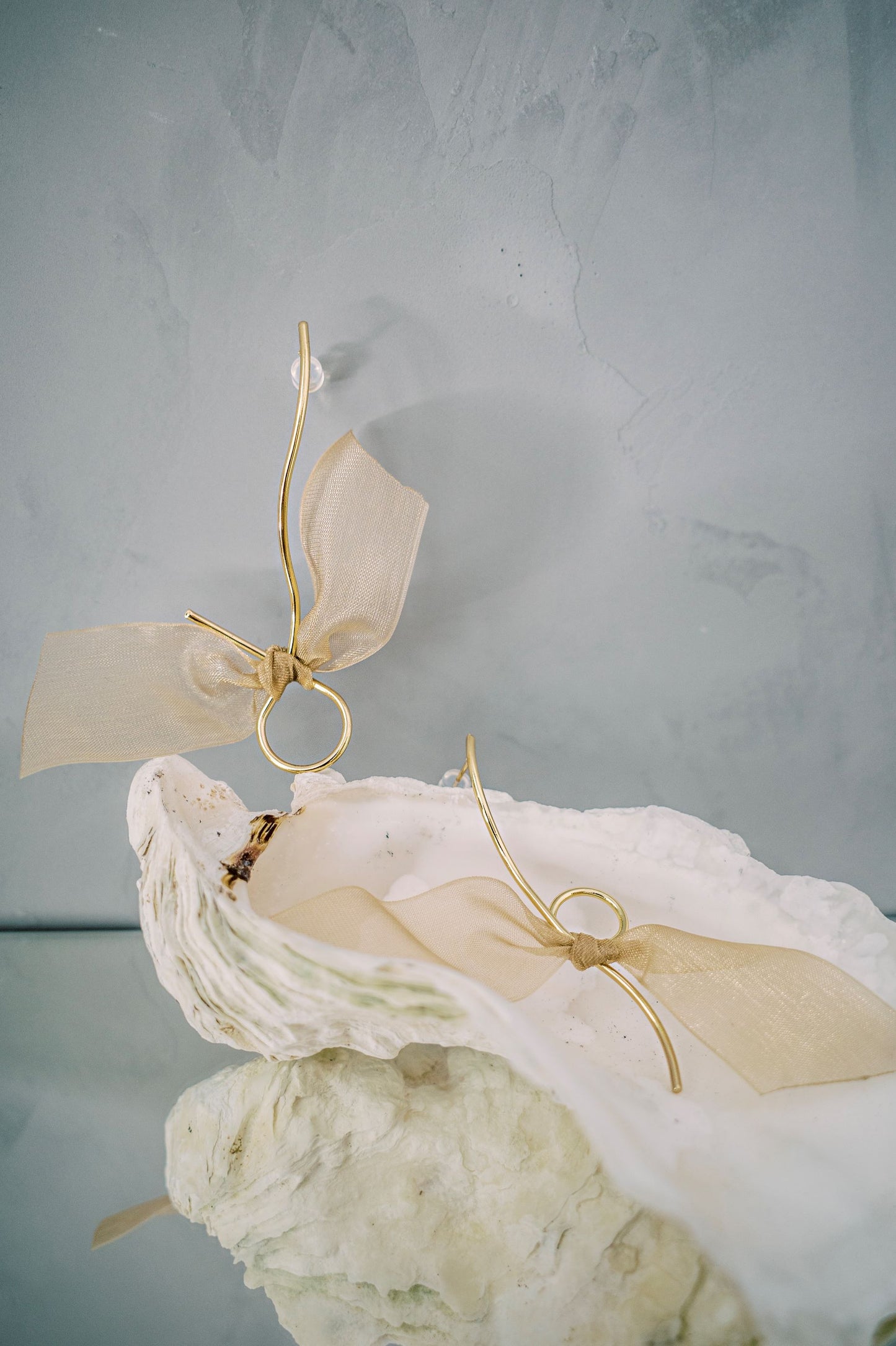 Susie Asymmetric Silk Ribbon Earrings | Bone & Grey Bridal Accessories