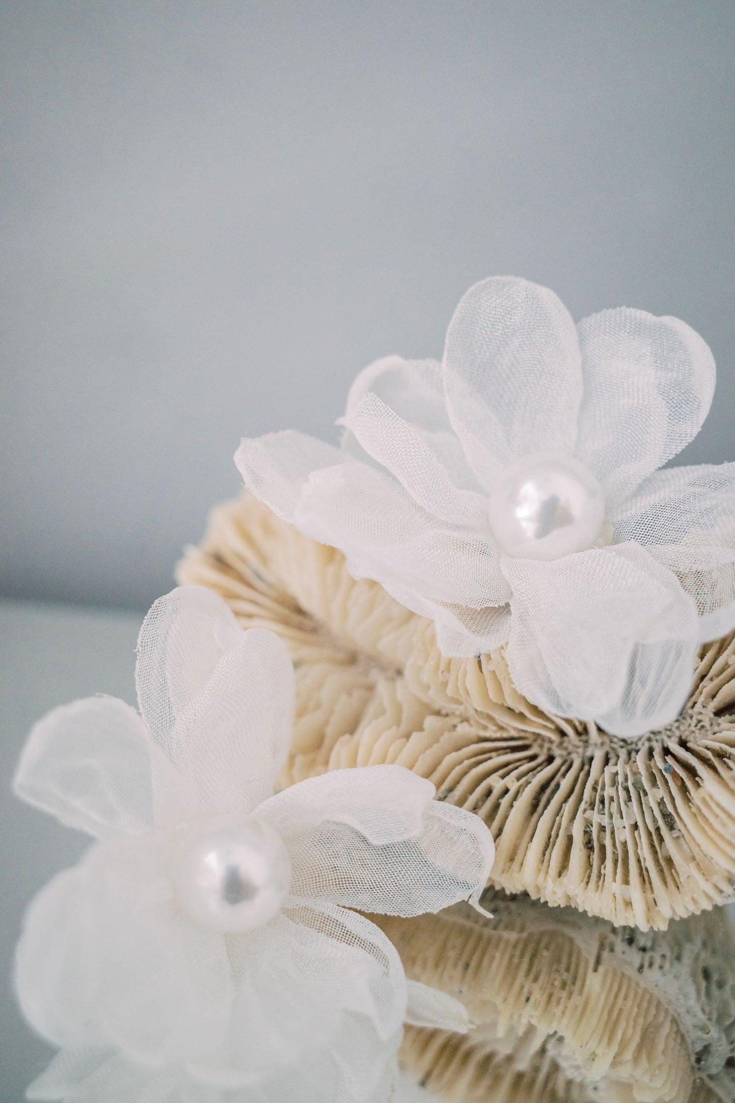 Peony 3D Fabric Floral Stud Earrings | Bone and Grey Bridal Accessories