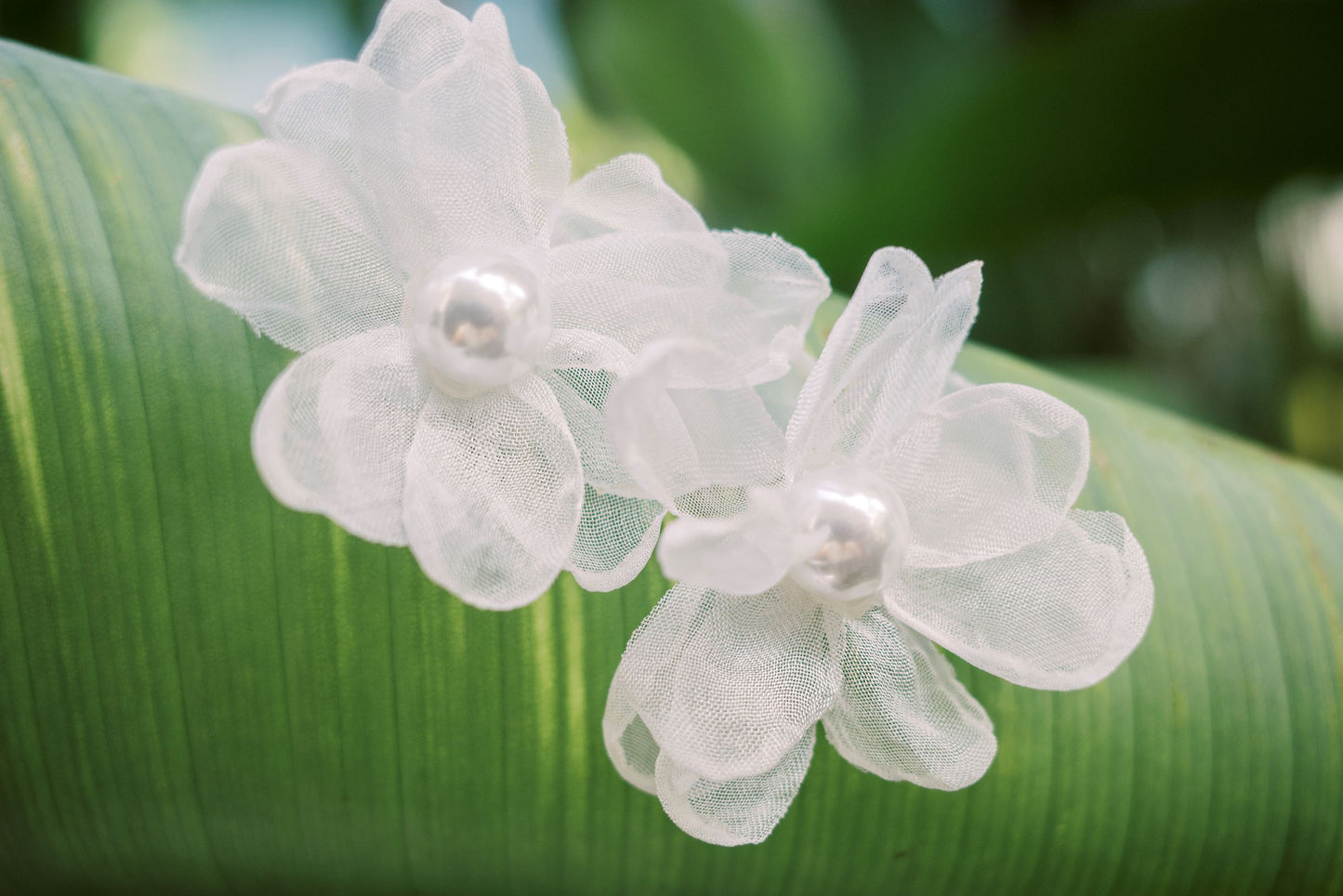 Peony 3D Fabric Floral Stud Earrings | Bone and Grey Bridal Accessories