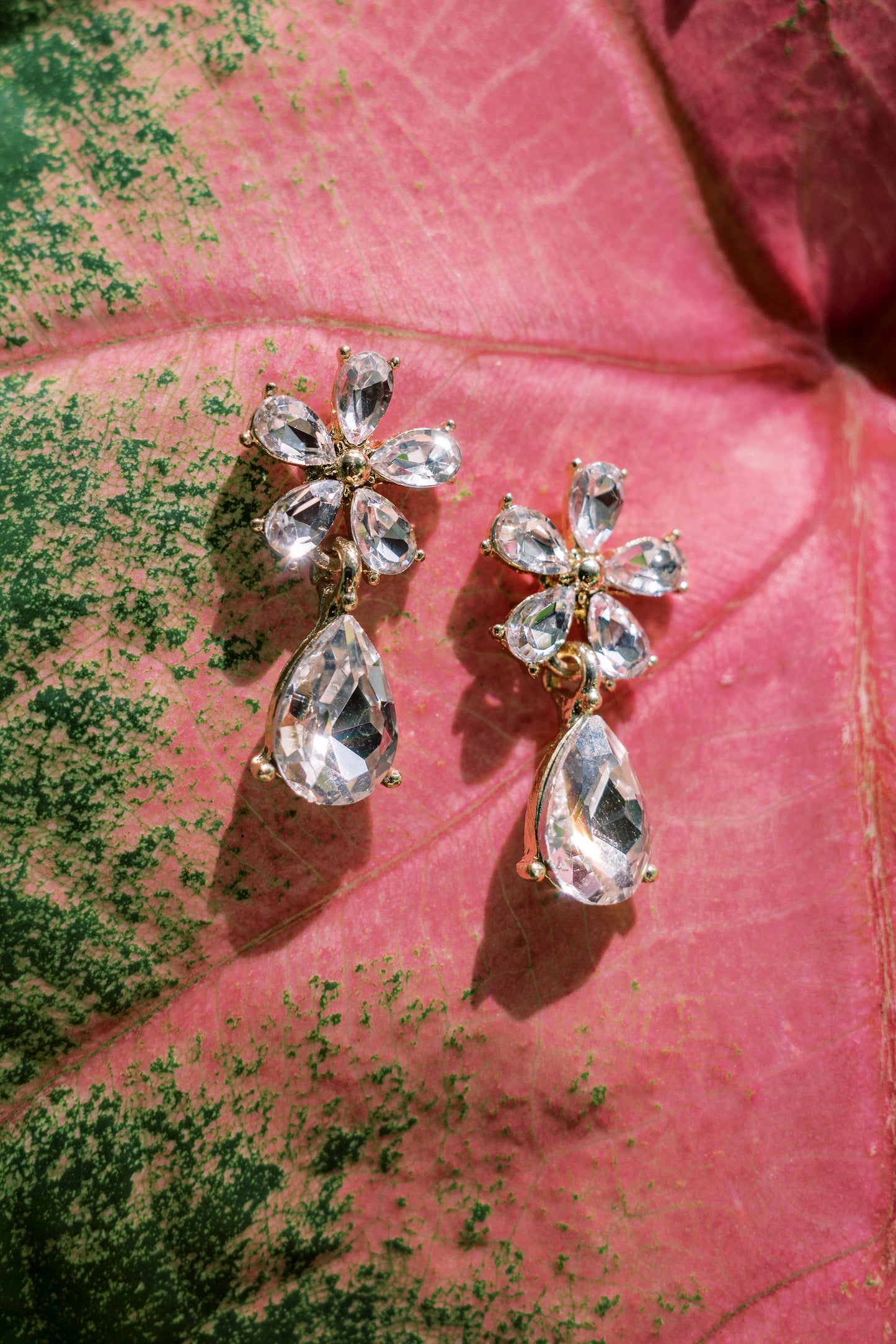 Crystal Floral Drop Earrings | Bone and Grey Bridal Accessories