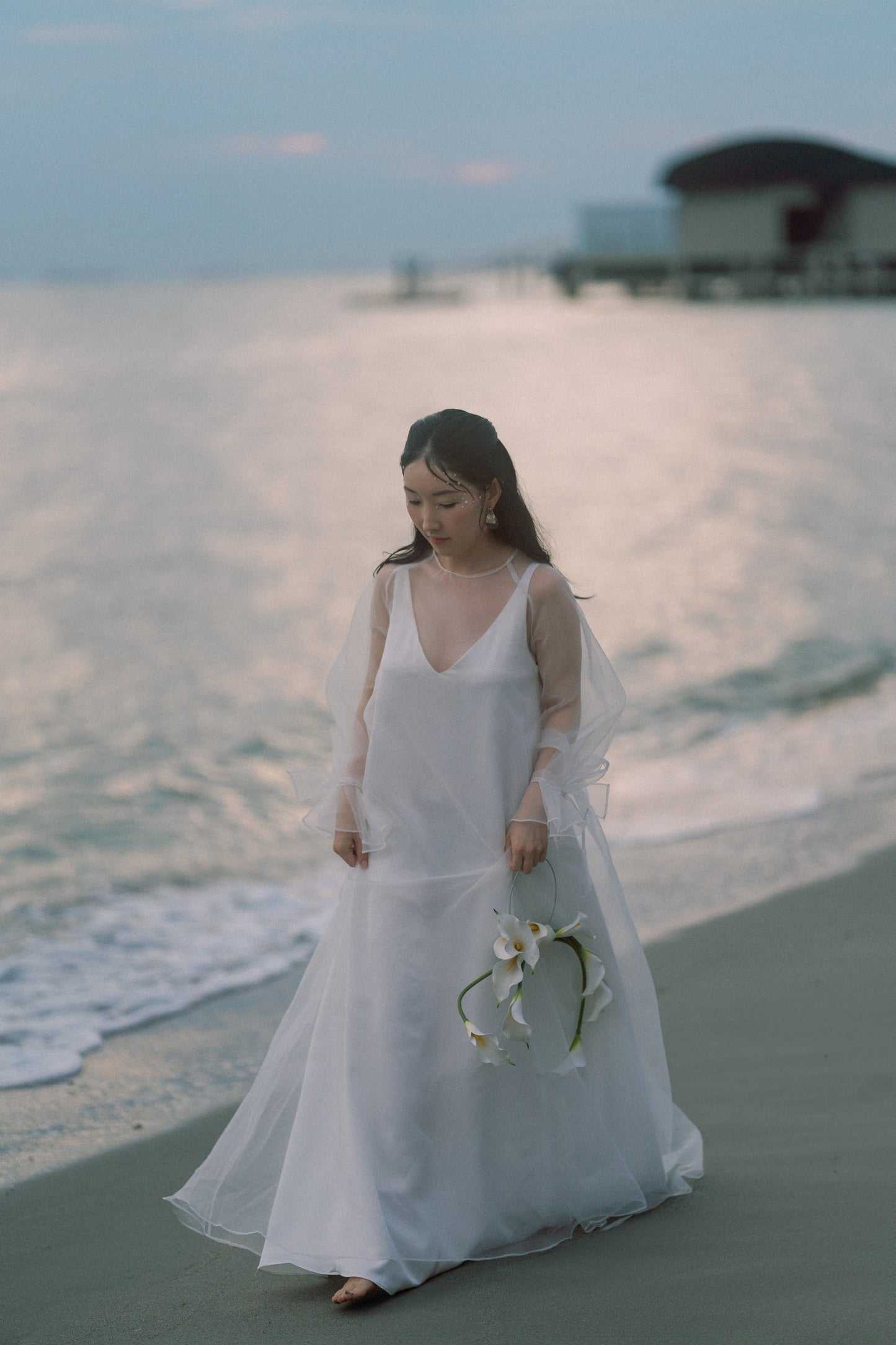 Sabrina Two-Piece Satin Slip Wedding Dress with Organza Overlay | Bone and Grey Bridal | Affordable Minimal Wedding Dress Sets Online Canada Singapore USA