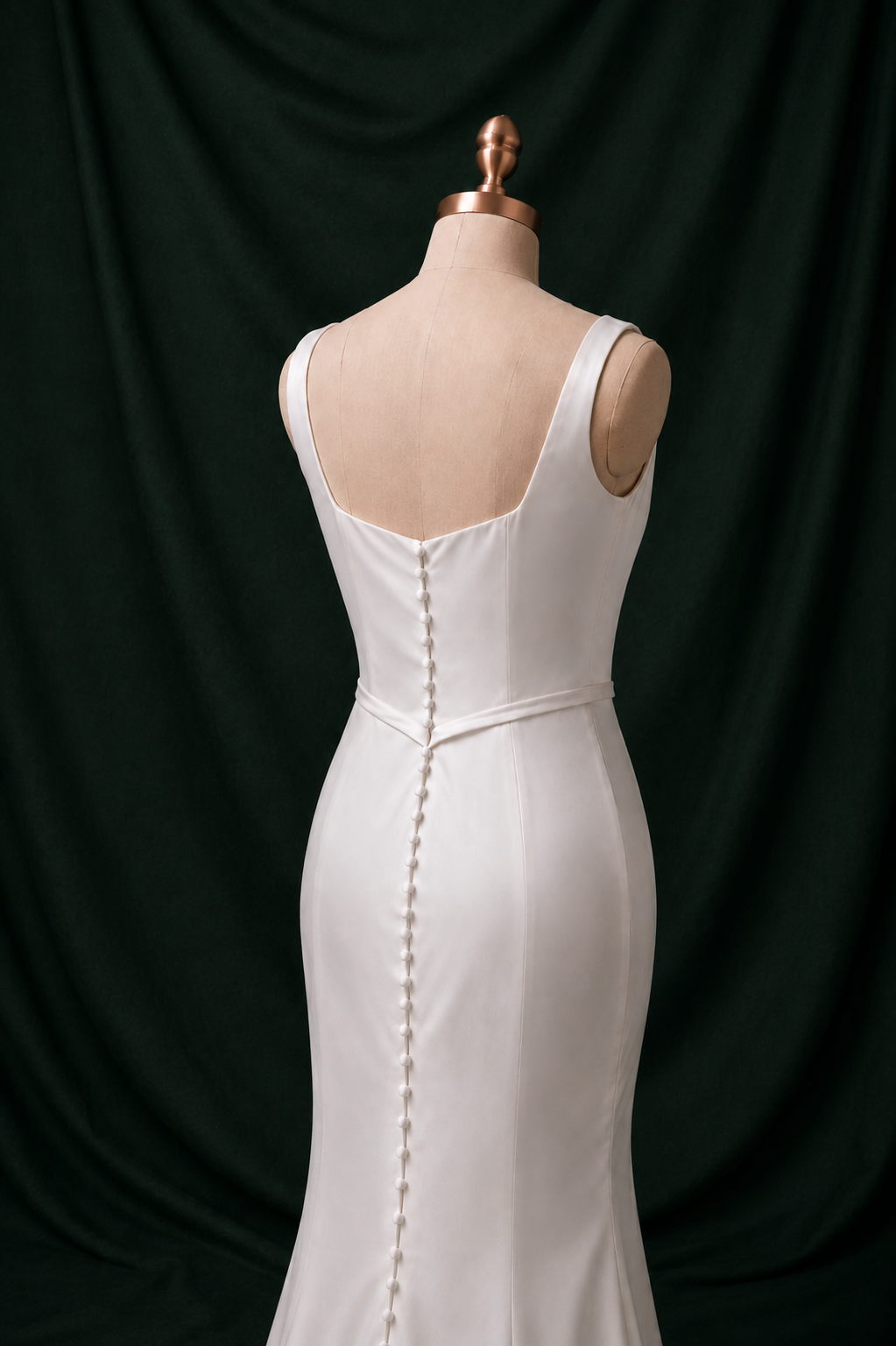 Sage Square Neck Matte Crepe Column Wedding Gown | Bone and Grey Bridal | Affordable Simple Bridal Gowns Online Canada USA Singapore