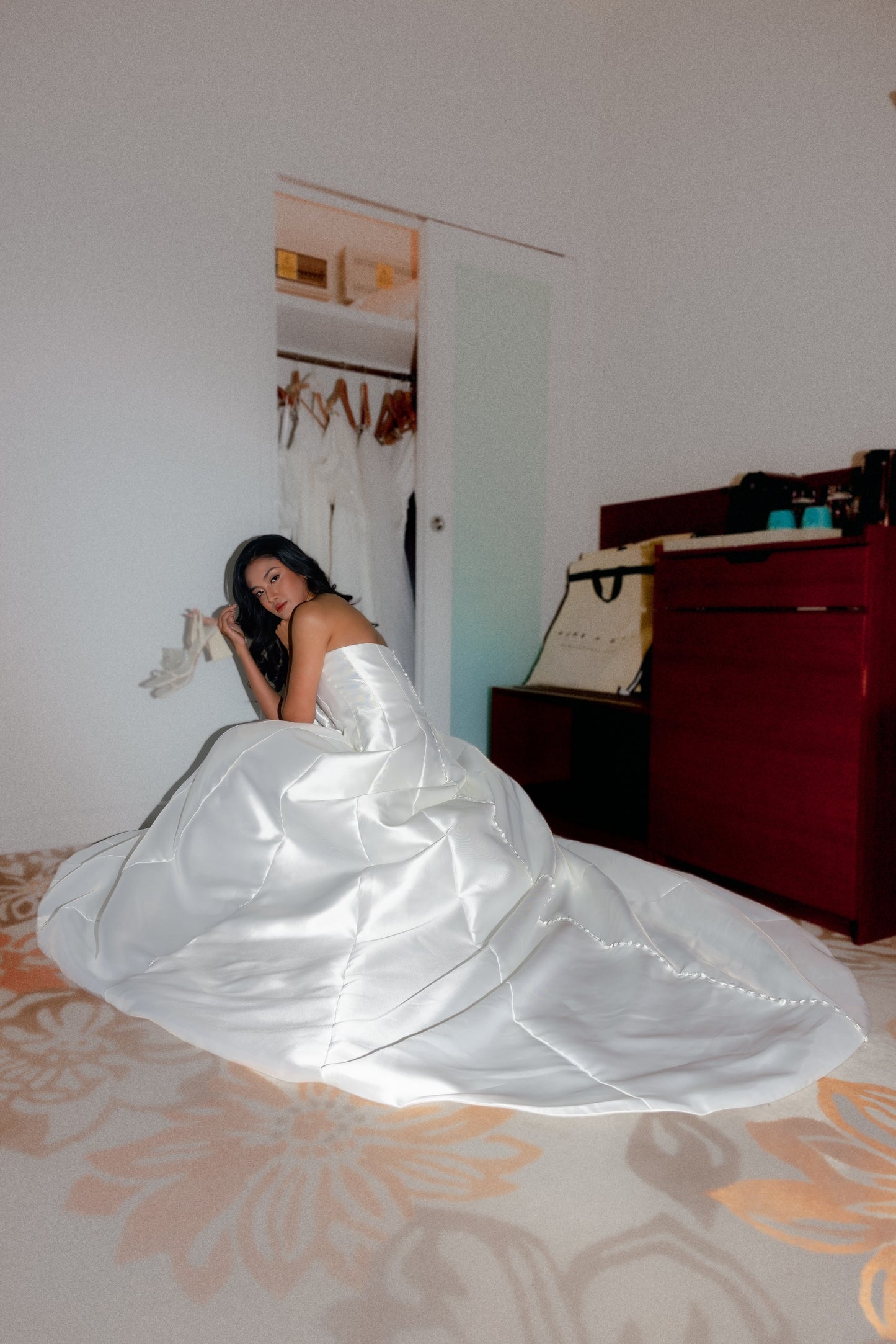 Aisha Strapless Straight Neckline A-Line Mikado Wedding Dress | Bone and Grey Bridal | Affordable Minimal Simple Bridal Gowns Online Canada USA Singapore