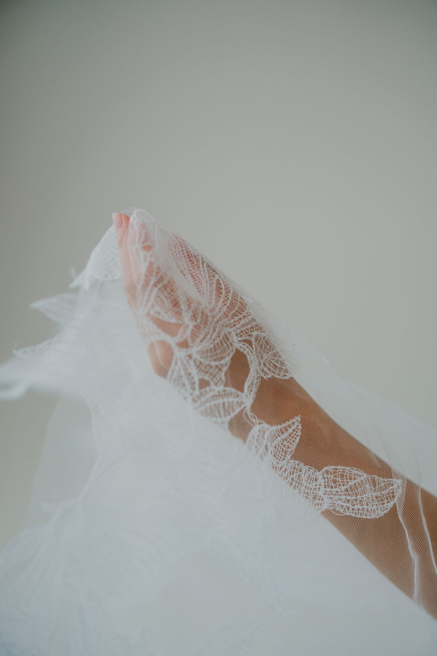 Everdeen Floral Edge Embroidery Tulle Cathedral Veil | Bone and Grey Bridal Accessories