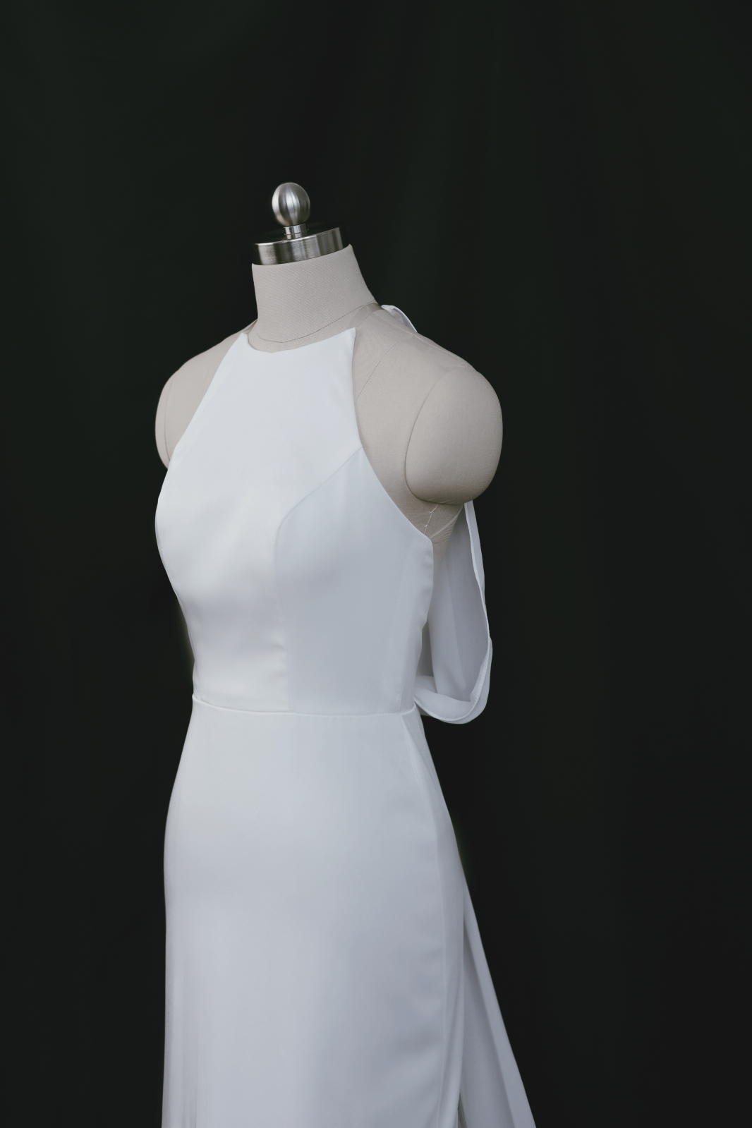 Elise halter minimal crepe wedding dress with mesh back | Bone and Grey Bridal | Minimal wedding dresses online Singapore Canada USA
