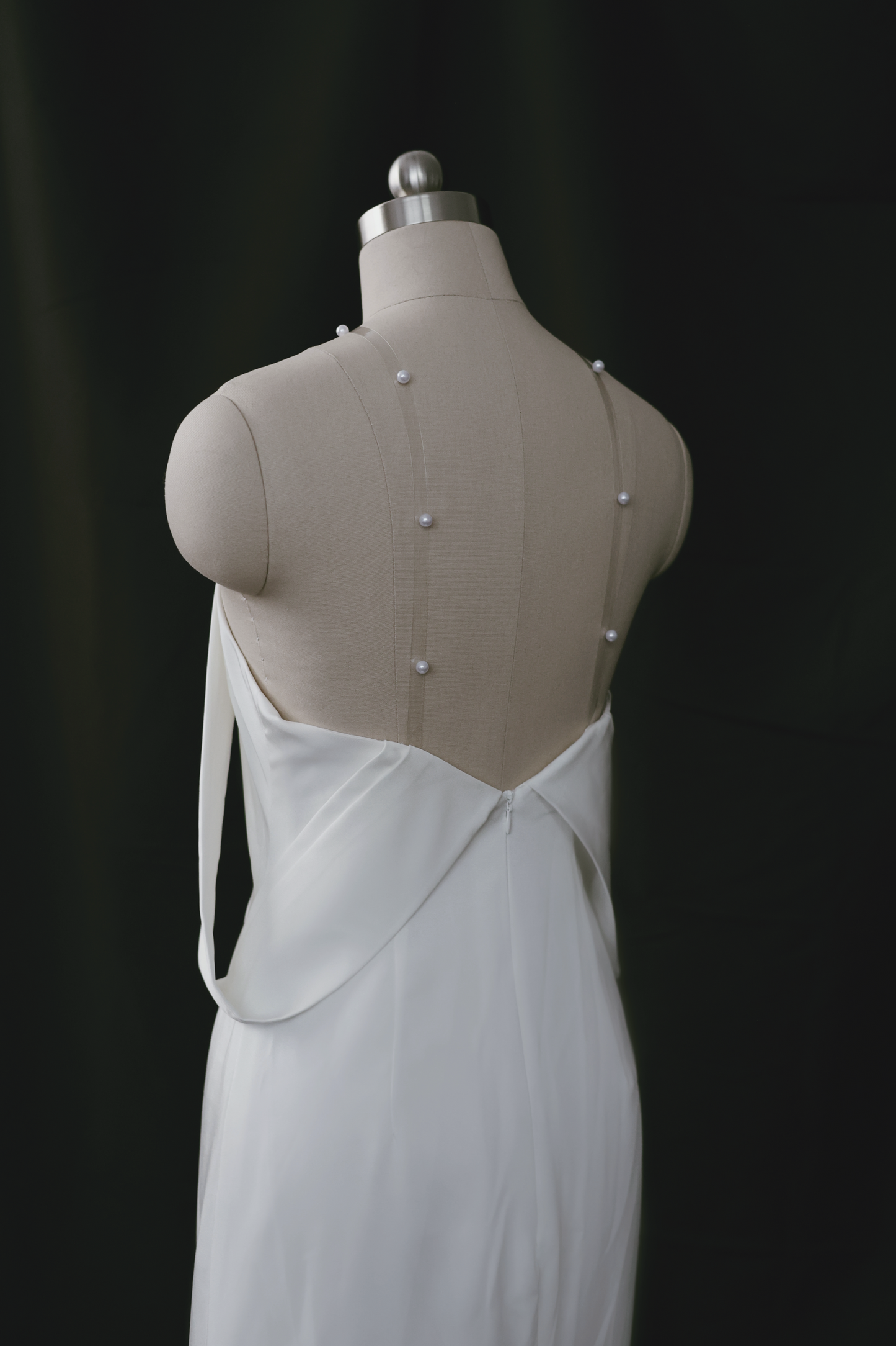 Jenny Off-the-Shoulder Crepe Column Wedding Dress | Bone and Grey Bridal | Minimal wedding dresses online Singapore Canada USA
