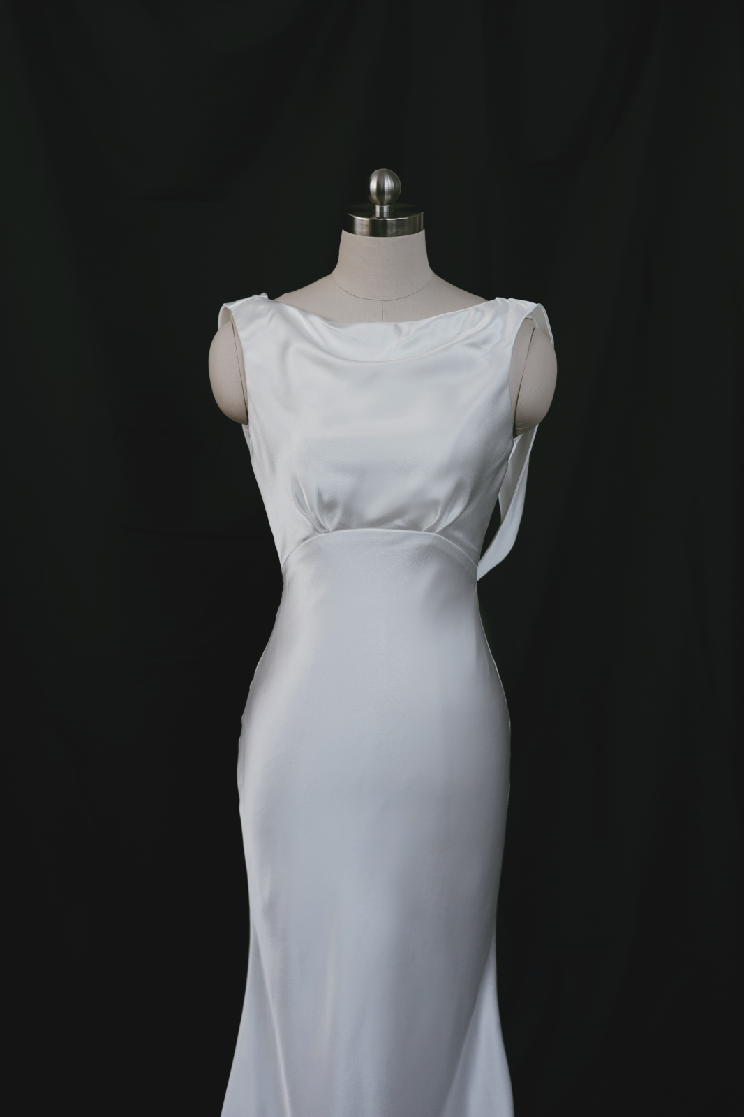 Julia Boat Neck Empire Waist Satin Wedding Dress| Bone and Grey Bridal | Minimal wedding Affordable dresses online Singapore Canada USA