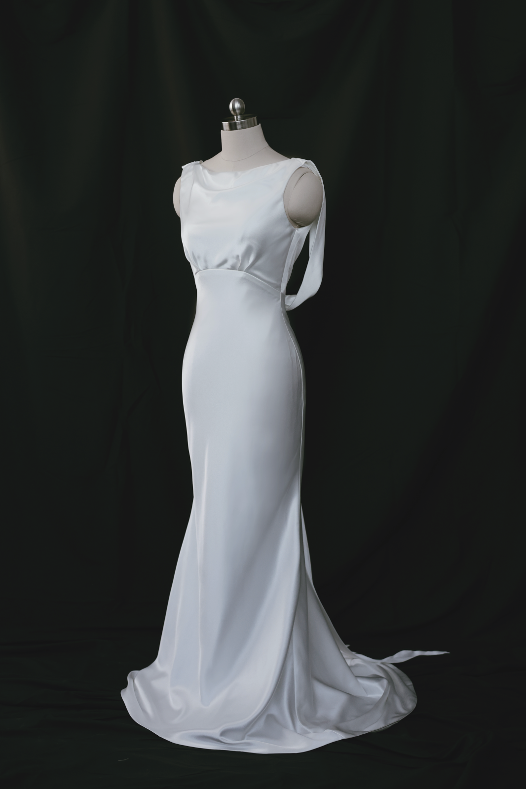 Julia Boat Neck Empire Waist Satin Wedding Dress| Bone and Grey Bridal | Minimal wedding Affordable dresses online Singapore Canada USA