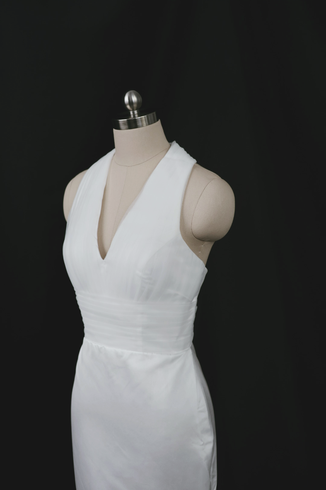 Jasmine Satin Halter Fit Flare Wedding Dress | Bone and Grey Bridal | Minimal wedding dresses online Singapore Canada USA
