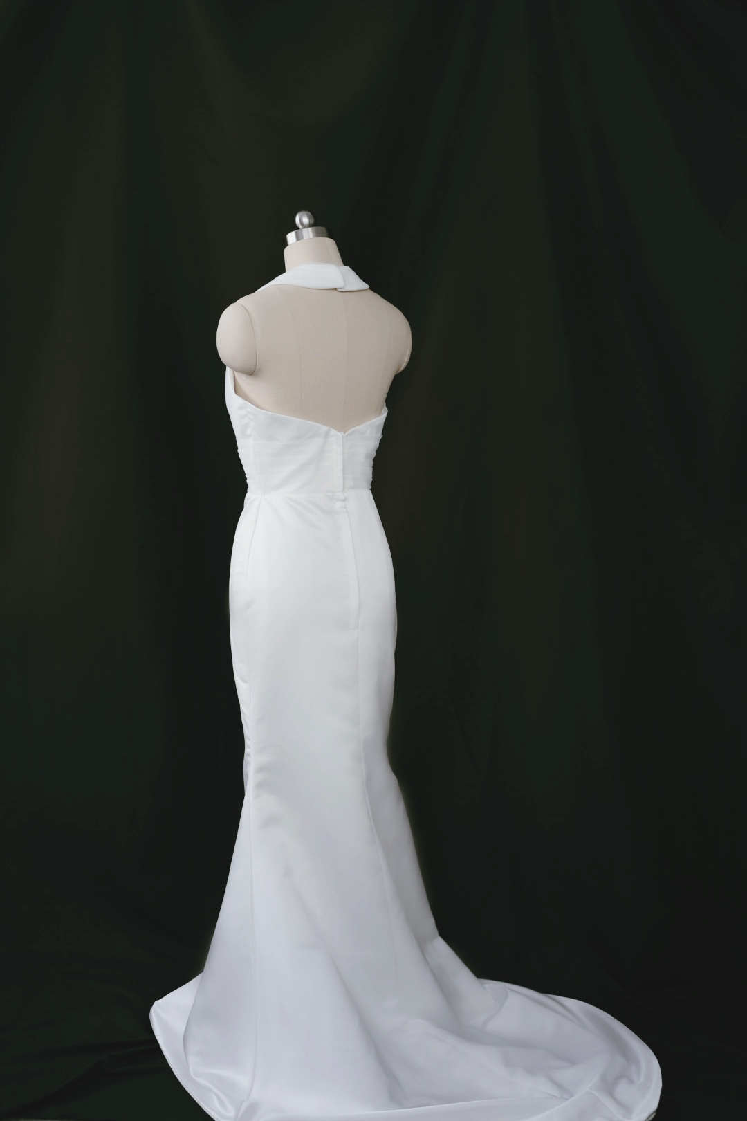 Jasmine Satin Halter Fit Flare Wedding Dress | Bone and Grey Bridal | Minimal wedding dresses online Singapore Canada USA