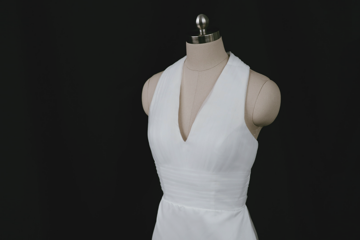 Jasmine Satin Halter Fit Flare Wedding Dress | Bone and Grey Bridal | Minimal wedding dresses online Singapore Canada USA