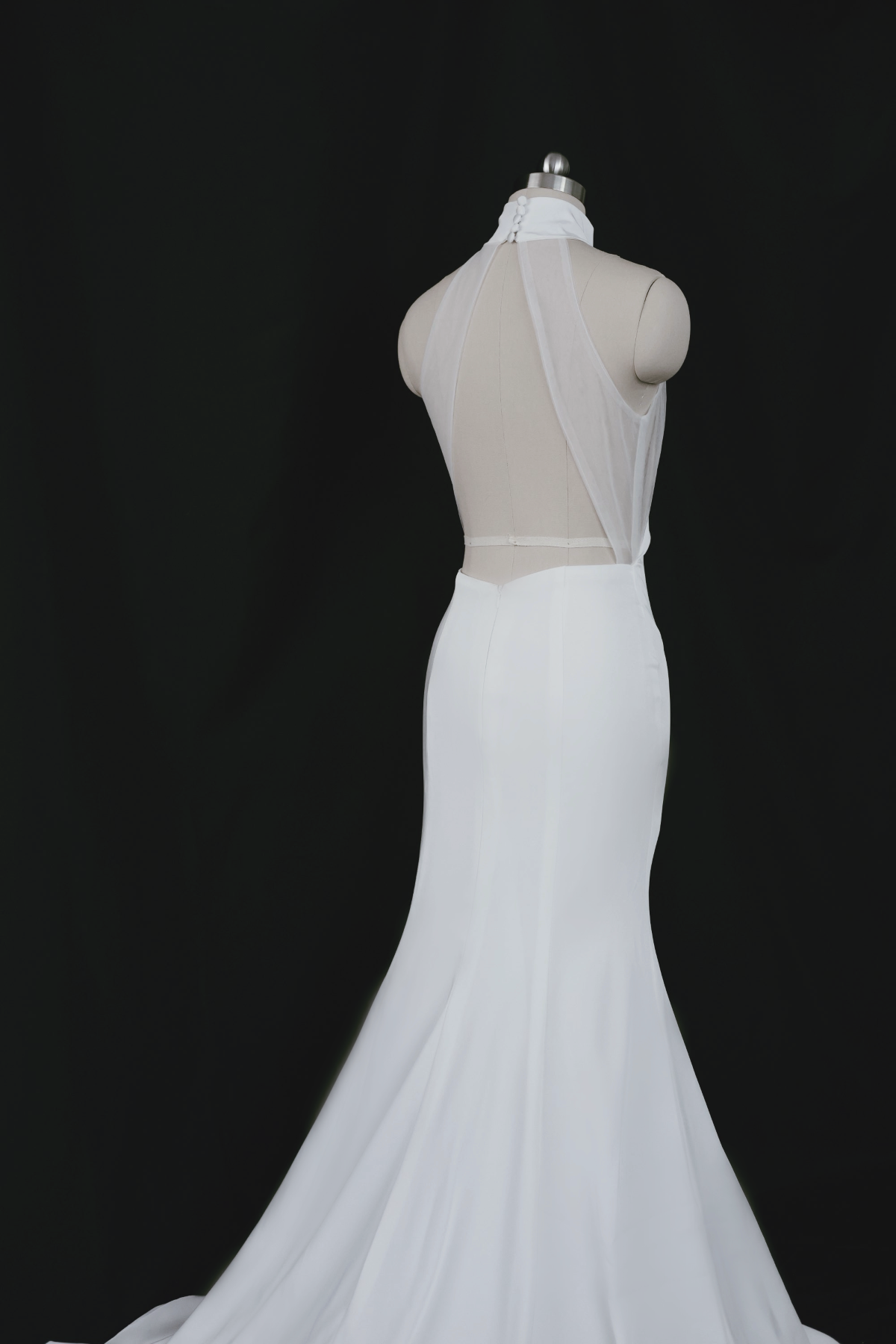 Shelly Halter Crepe Open Back Wedding Dress | Bone and Grey Bridal | Affordable minimal wedding dresses online Canada Singapore USA