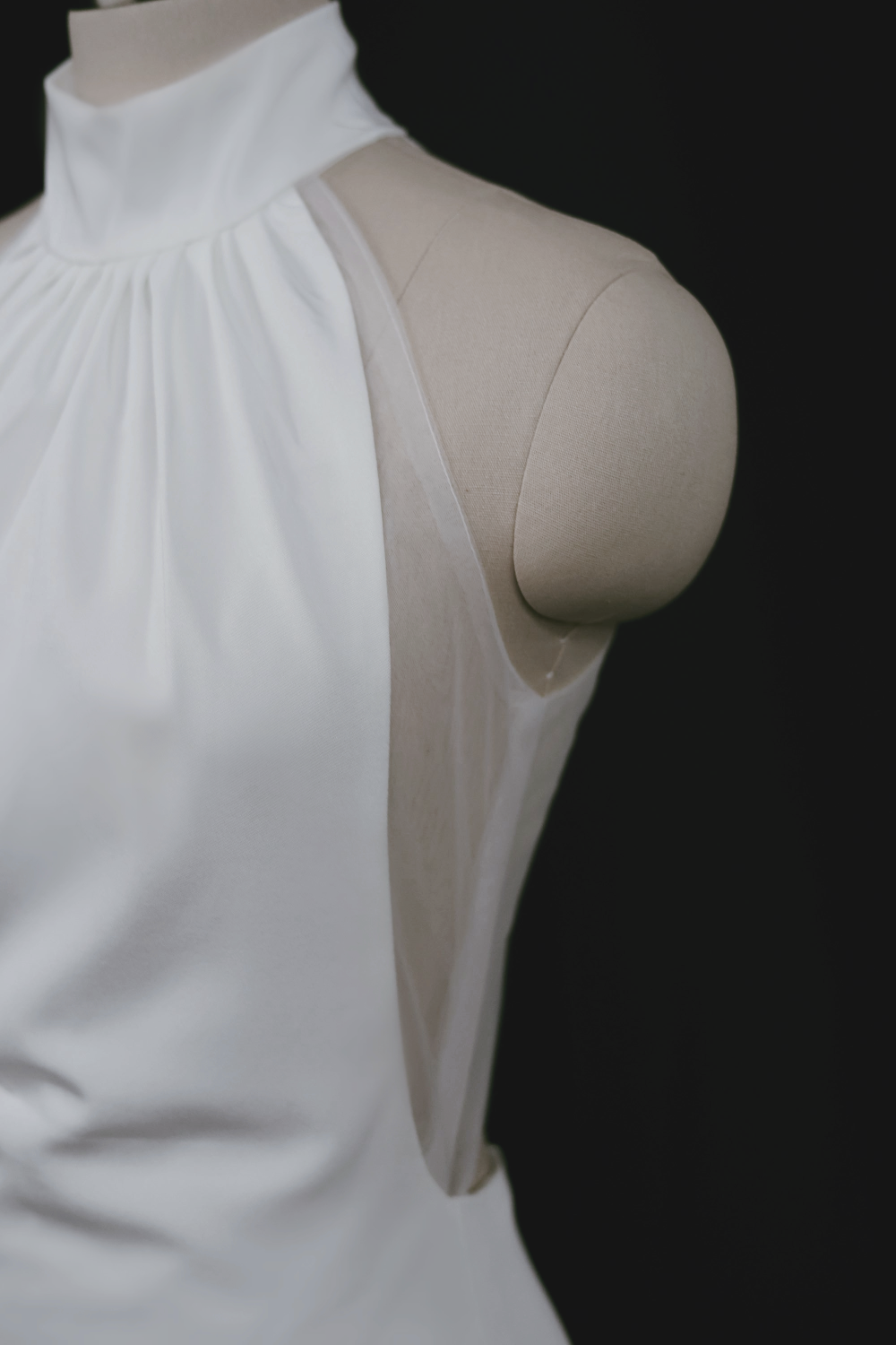 Shelly Halter Crepe Open Back Wedding Dress | Bone and Grey Bridal | Affordable minimal wedding dresses online Canada Singapore USA