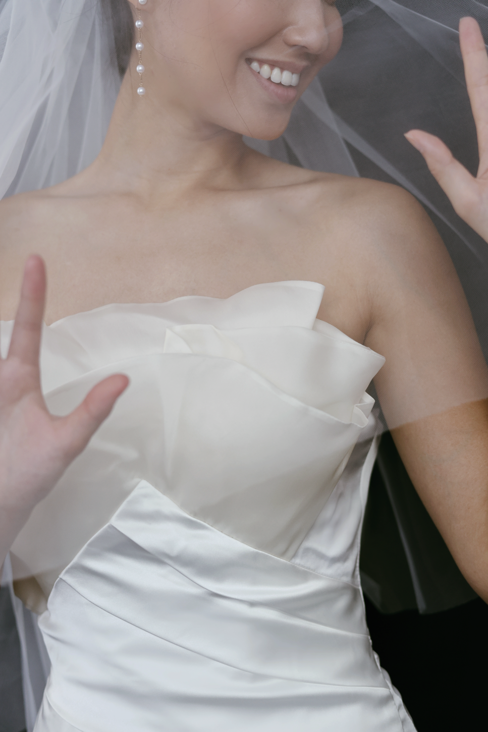 Vera Satin Trumpet Fit n Flare Wedding Dress with Organza | Bone and Grey Bridal | Affordable minimal wedding dresses online Canada Singapore USA