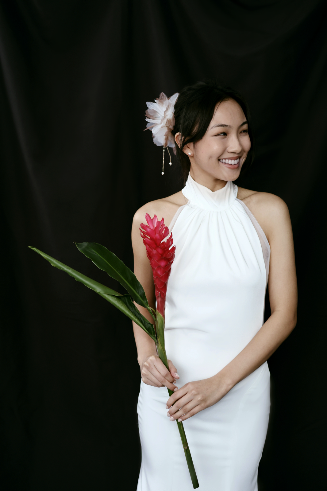 Shelly Halter Crepe Open Back Wedding Dress | Bone and Grey Bridal | Affordable minimal wedding dresses online Canada Singapore USA