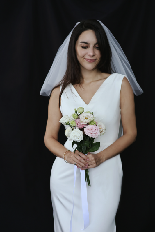 Celeste V-Neck Crepe Column Minimal Wedding Dress | Bone and Grey Bridal | Minimal wedding dresses online Singapore Canada USA