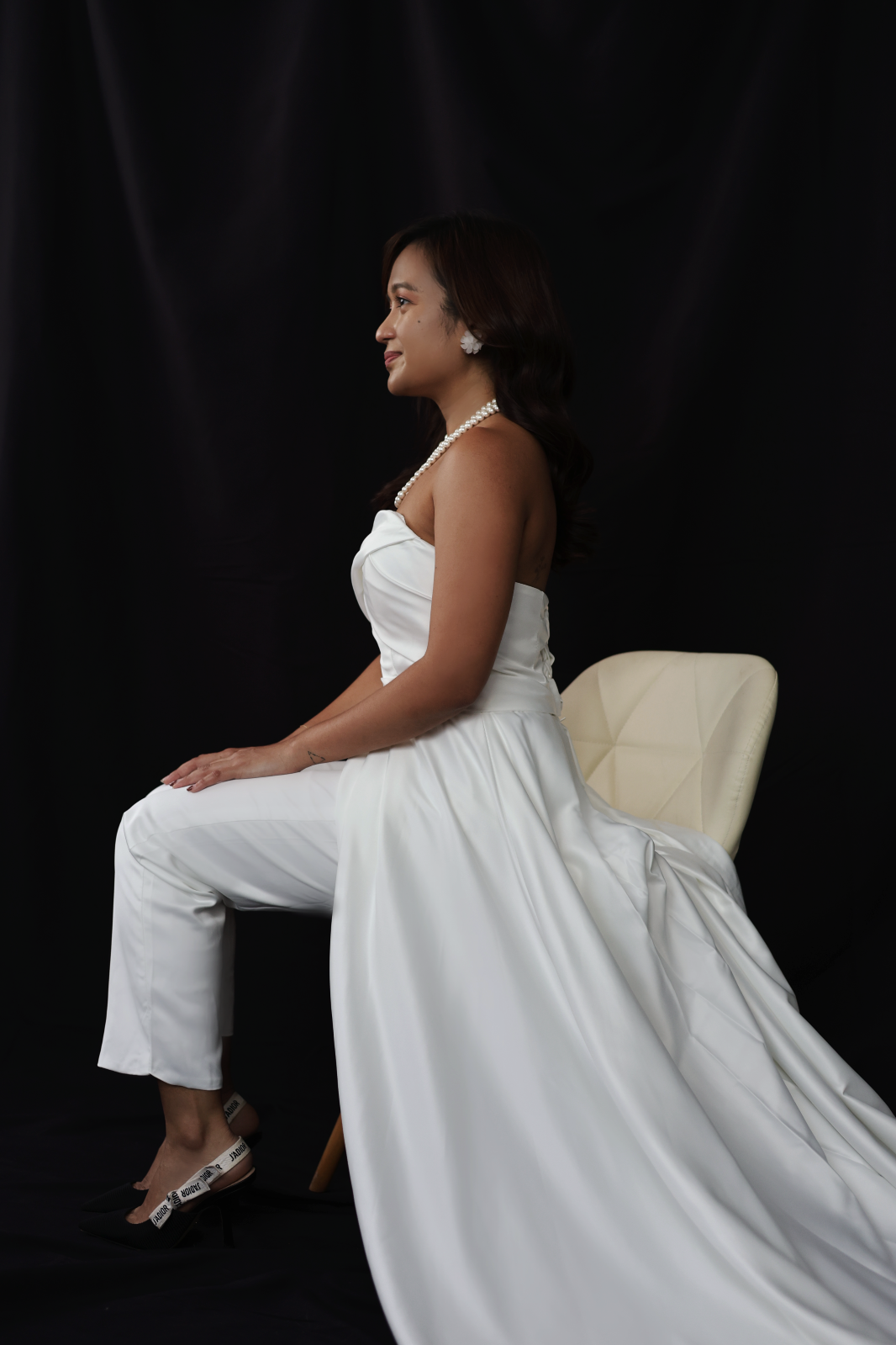 Jane Satin Sweetheart A-Line Jumpsuit Wedding Dress | Bone and Grey Bridal | Minimal wedding dresses online Singapore Canada USA