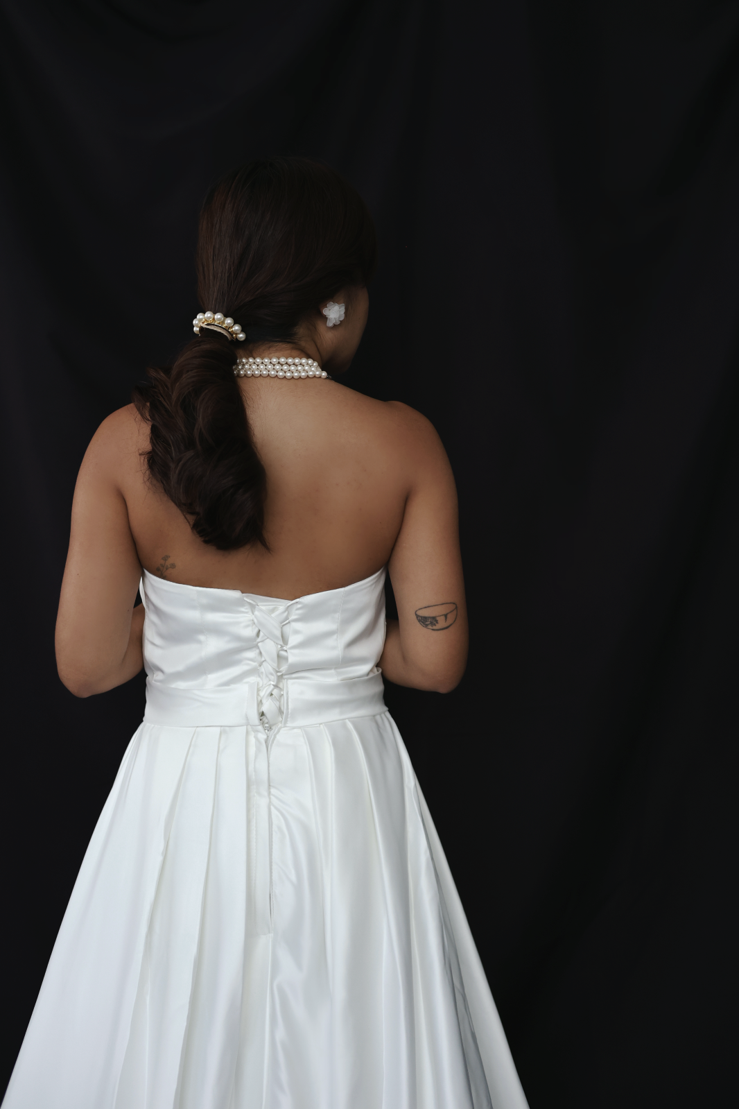 Jane Satin Sweetheart A-Line Jumpsuit Wedding Dress | Bone and Grey Bridal | Minimal wedding dresses online Singapore Canada USA