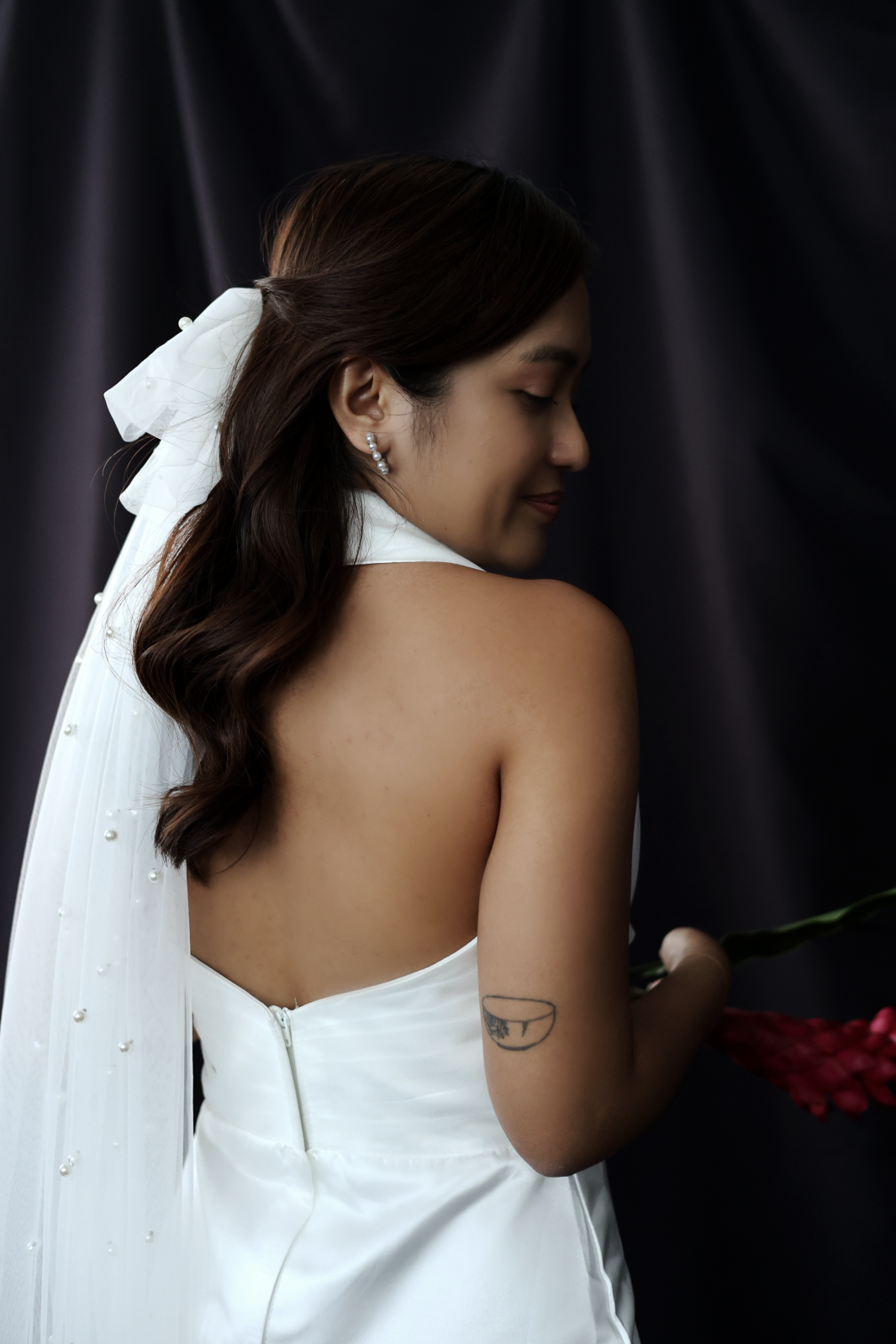 Serene Beaded Bow Veil | Bone & Grey Bridal Accessories